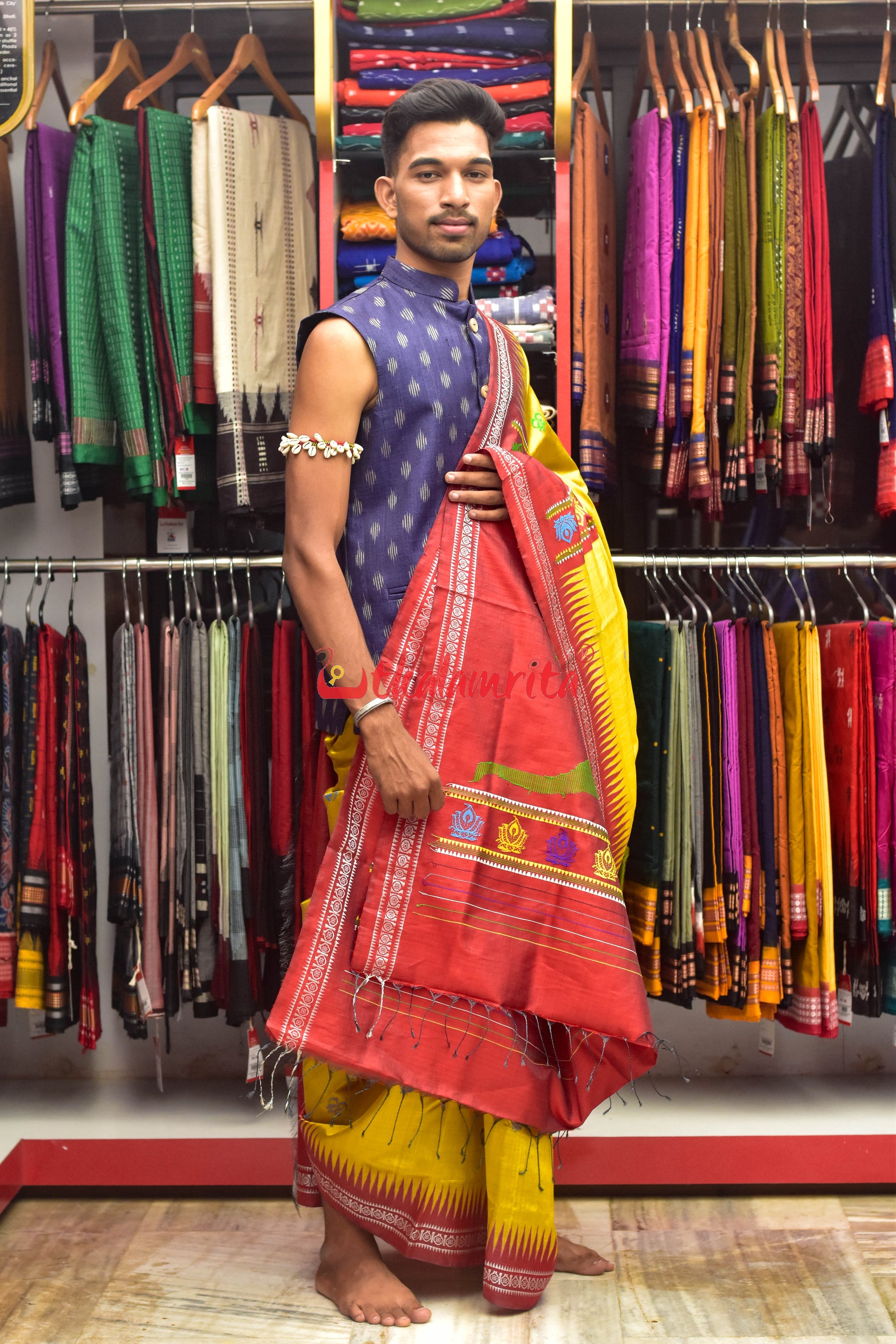 Yellow Yoga Anchal Tussar Silk Saree