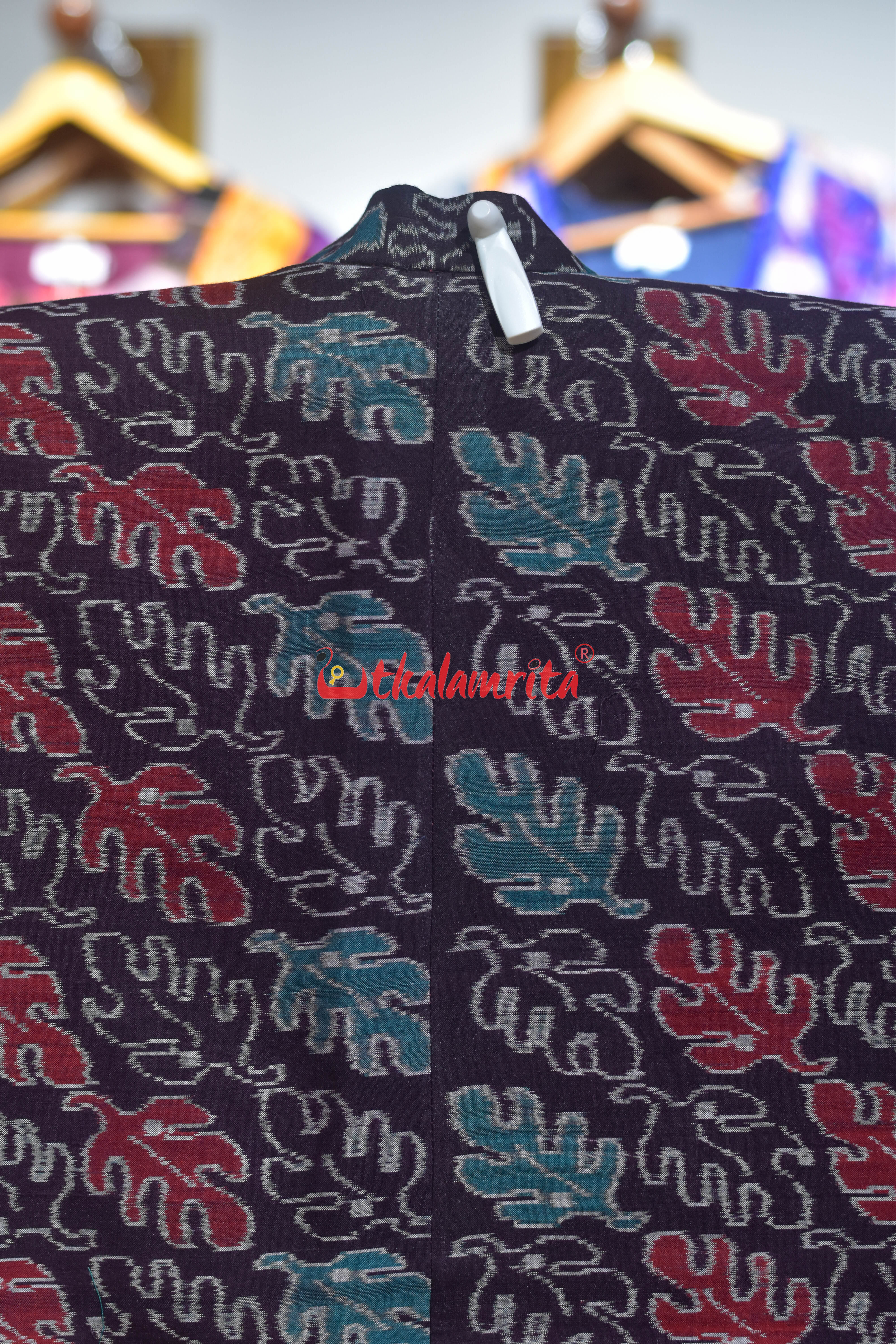 Coffee 3D Leafs Sambalpuri (Men's Jacket)