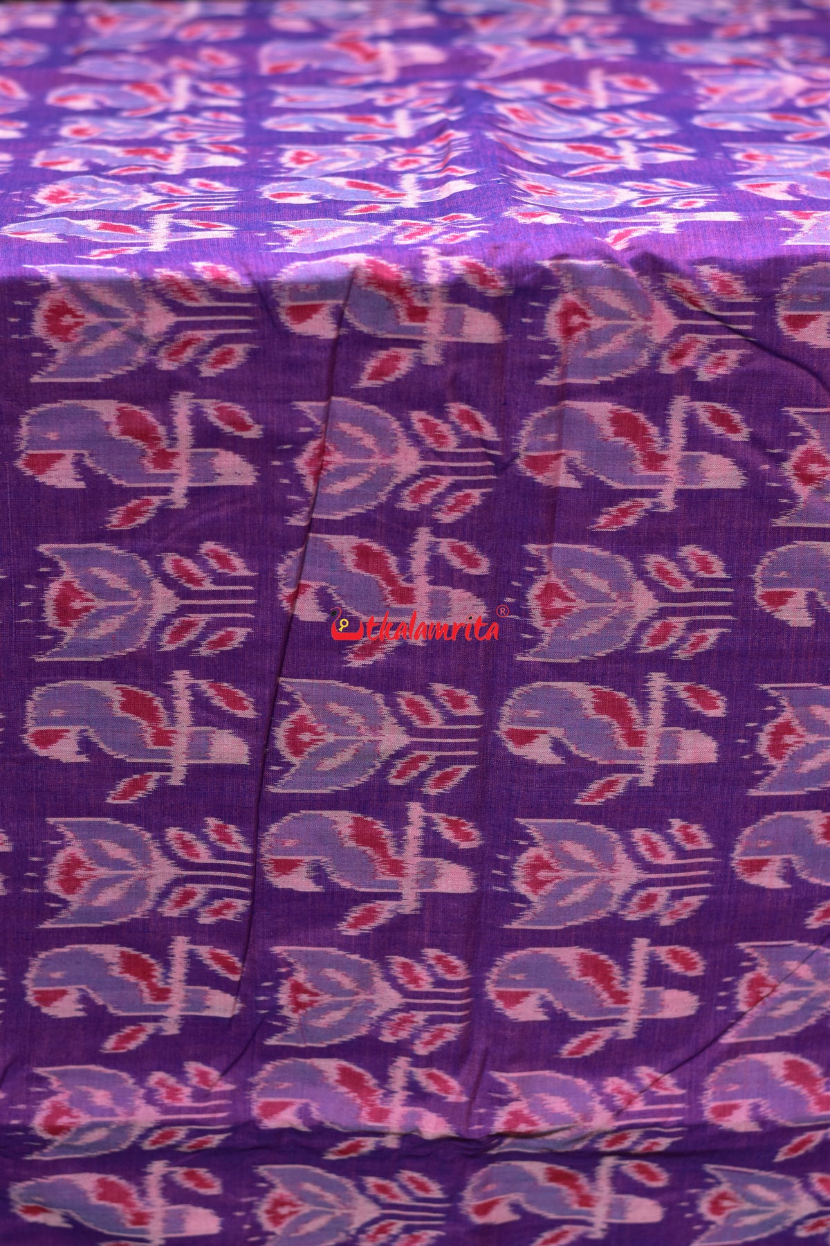 Pink Purple Parrot Sambalpuri Cotton (Fabric)