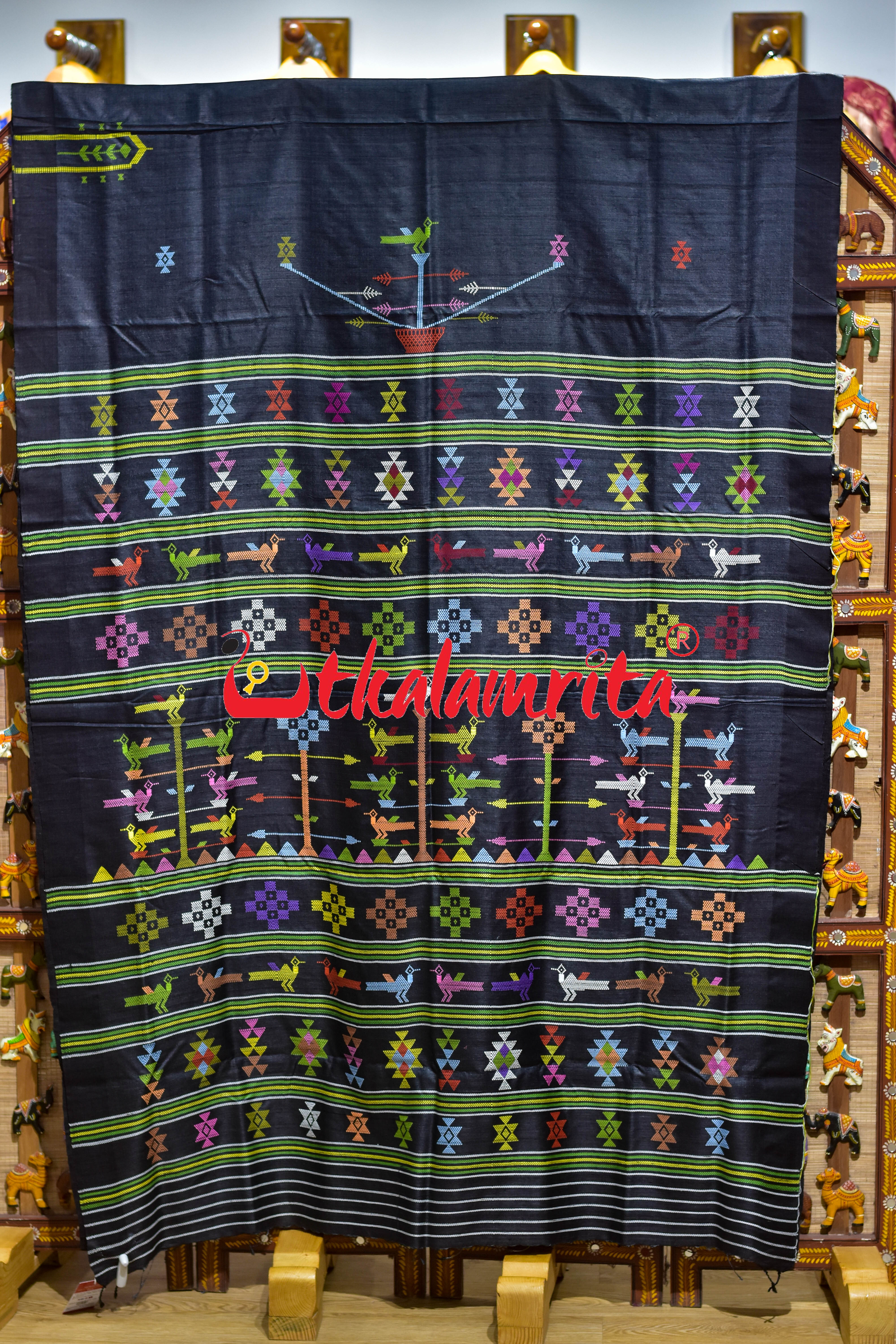 Black Chadheibana Gopalpur Tussar Silk Saree