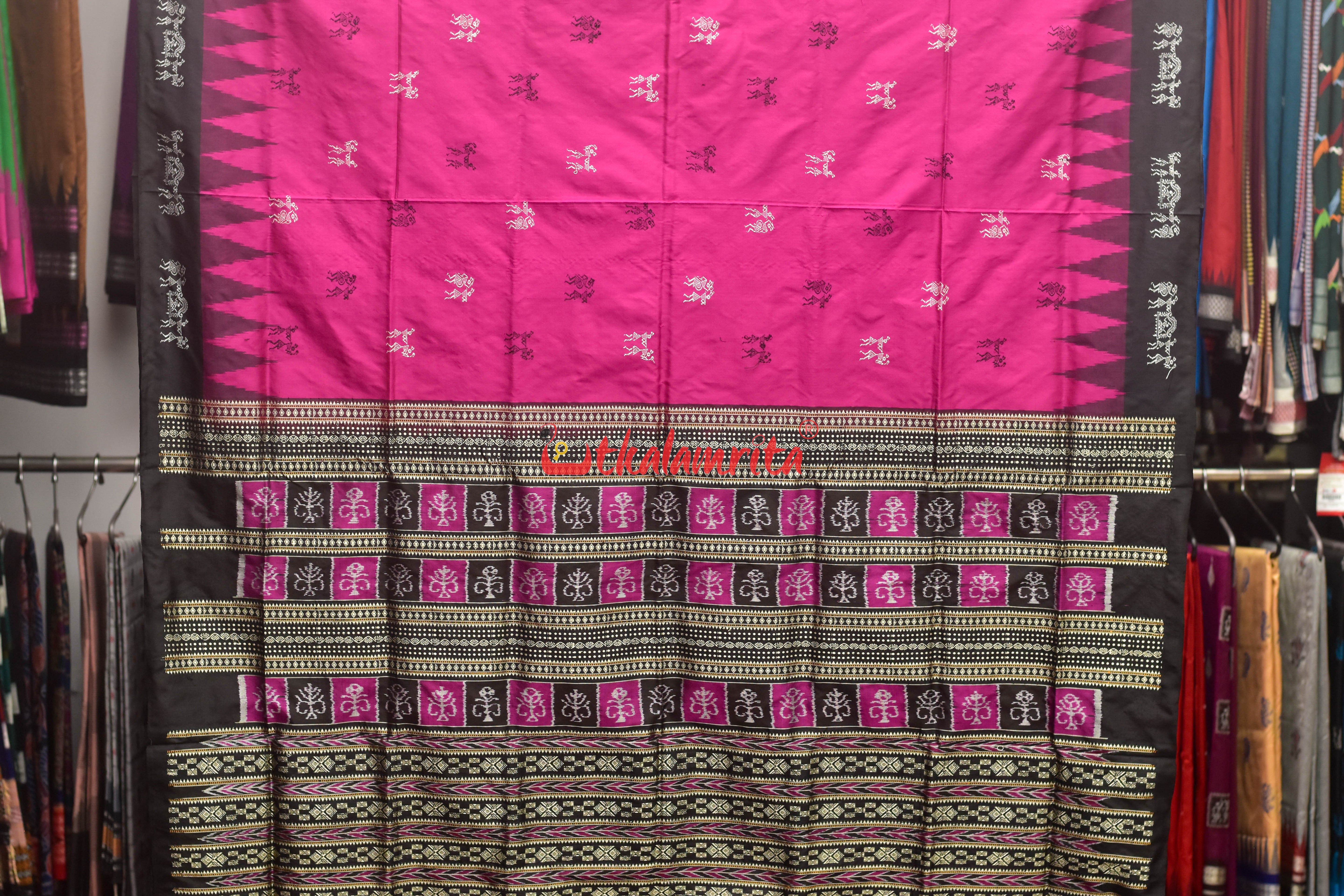 Sabari Rani Black Bomkai Silk Saree