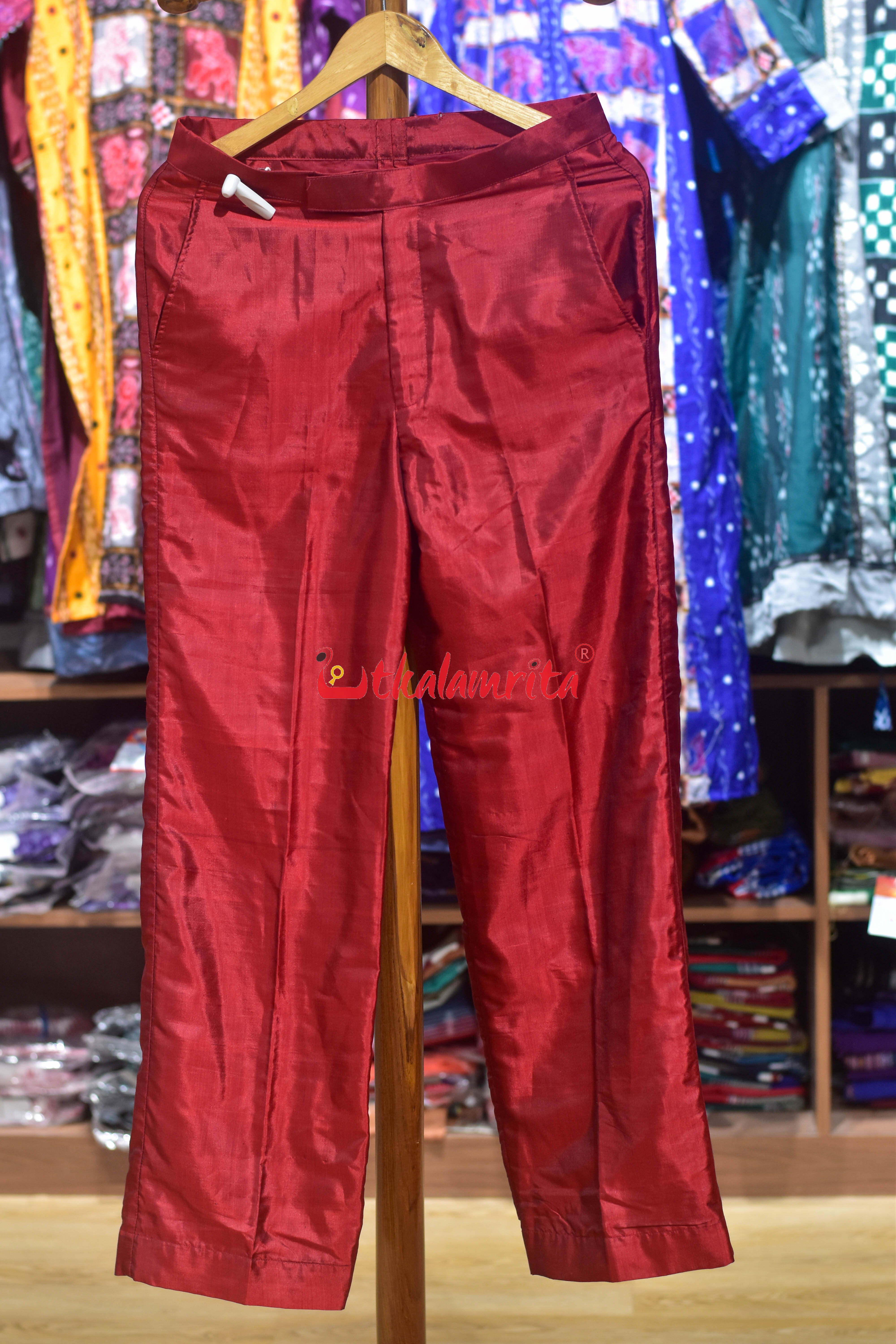 Red Handloom Silk (Men's Pant)