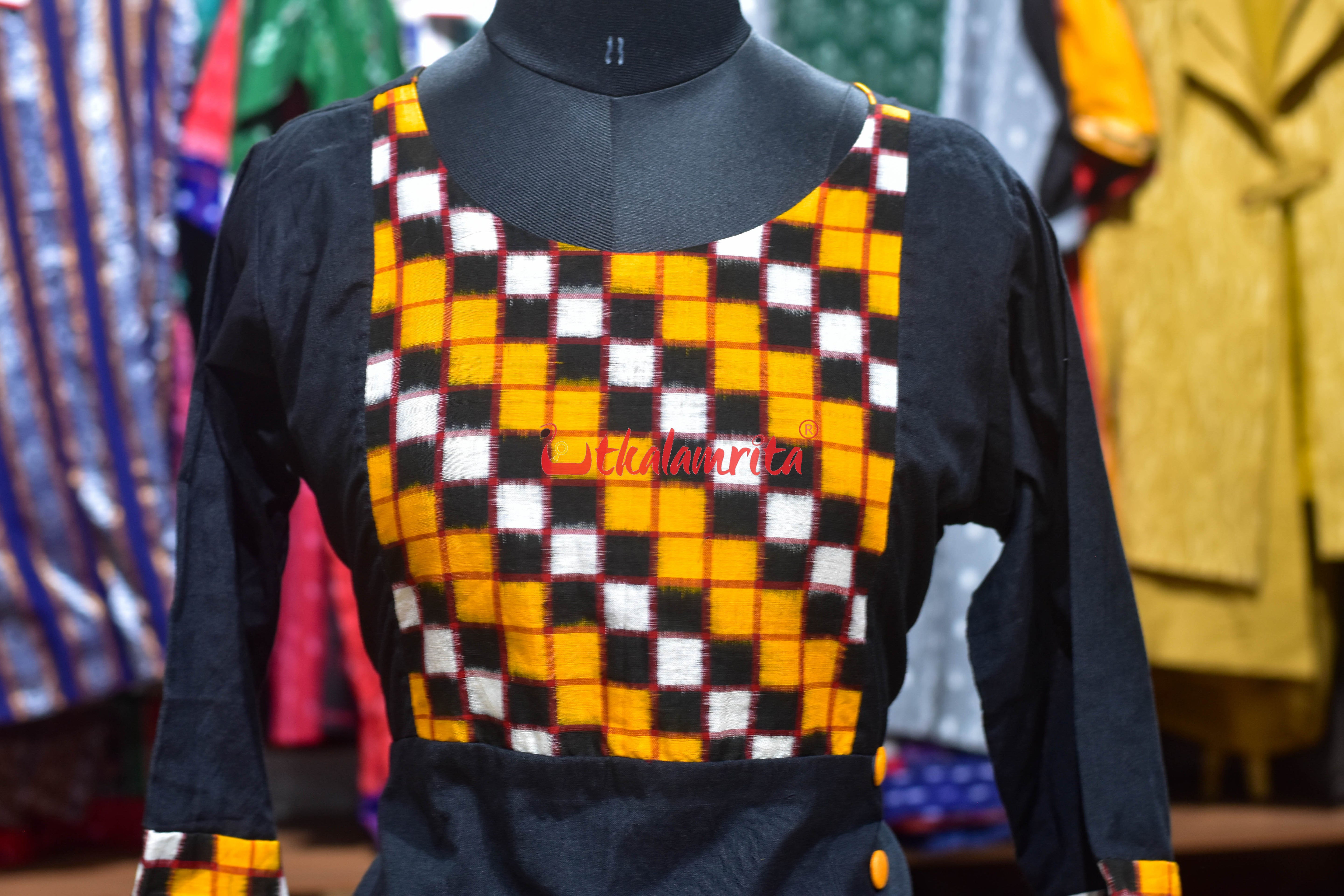Black Yellow Sambalpuri Anarkali