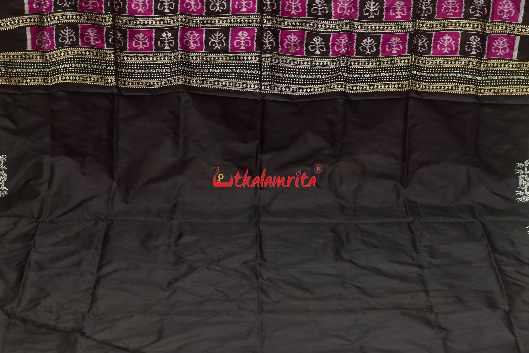 Sabari Rani Black Bomkai Silk Saree