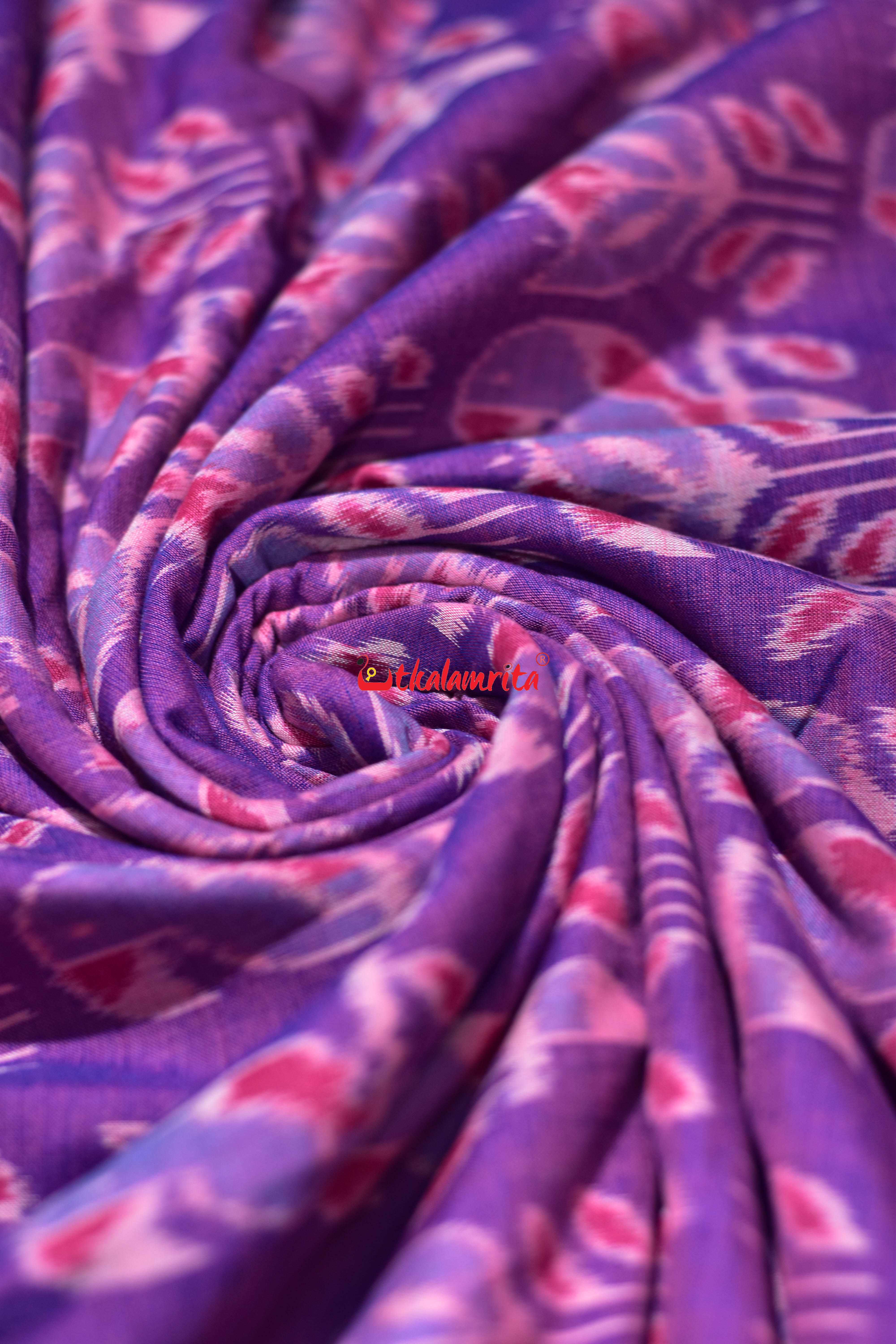 Pink Purple Parrot Sambalpuri Cotton (Fabric)
