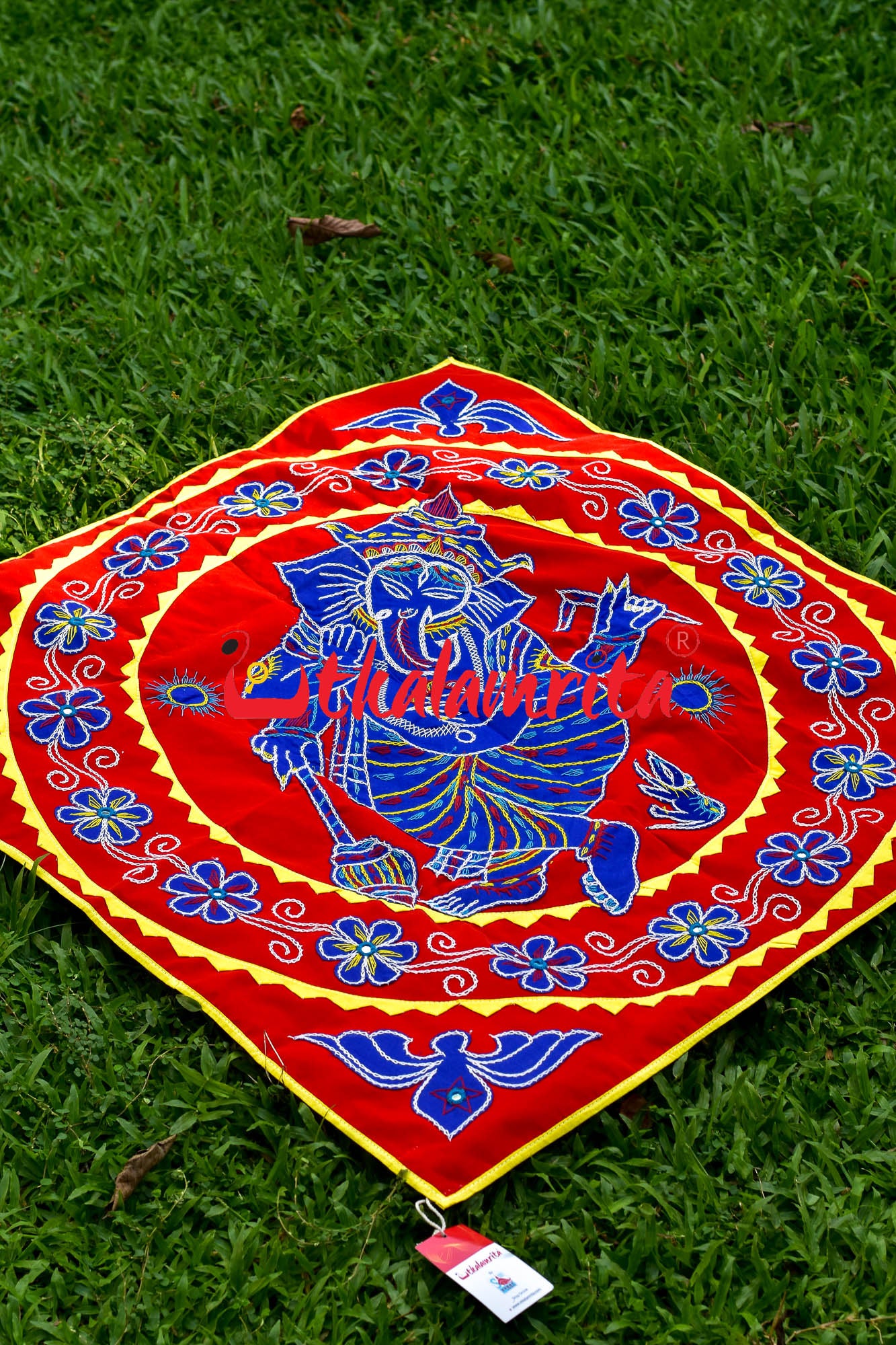 Blue Ganesha Red Patch Applique