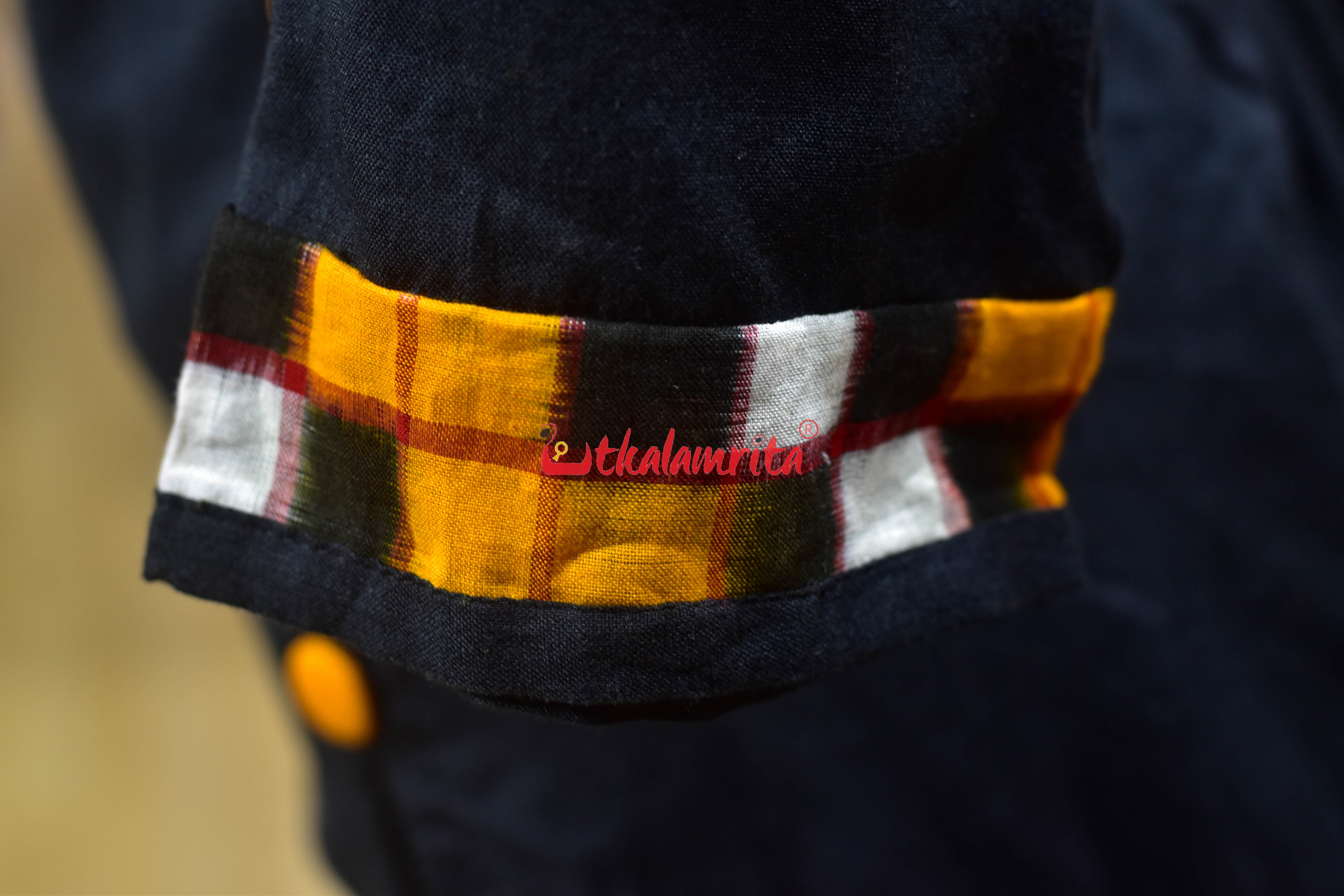 Black Yellow Sambalpuri Anarkali
