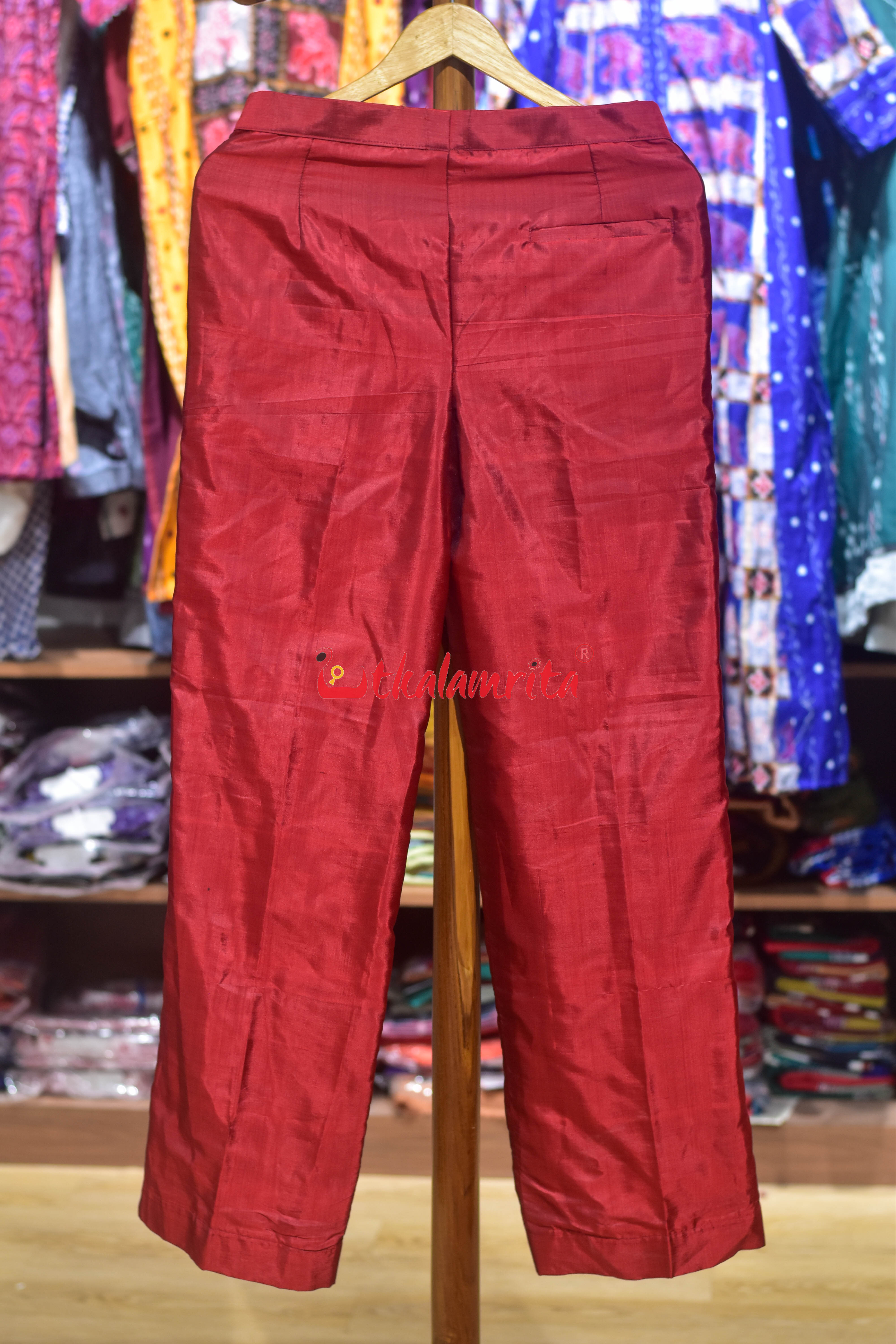 Red Handloom Silk (Men's Pant)