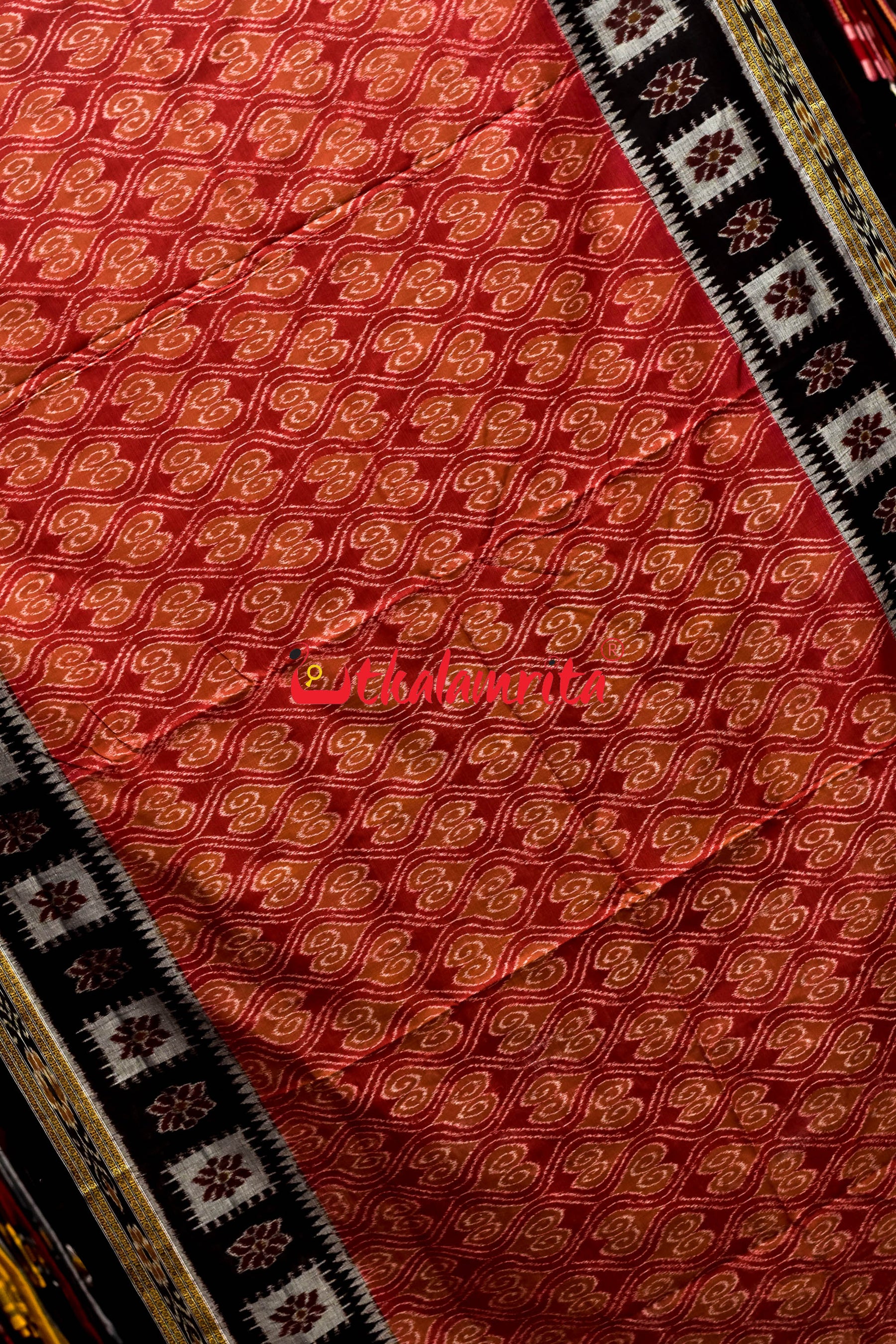 Maroon Panapatra Khandua Cotton Saree