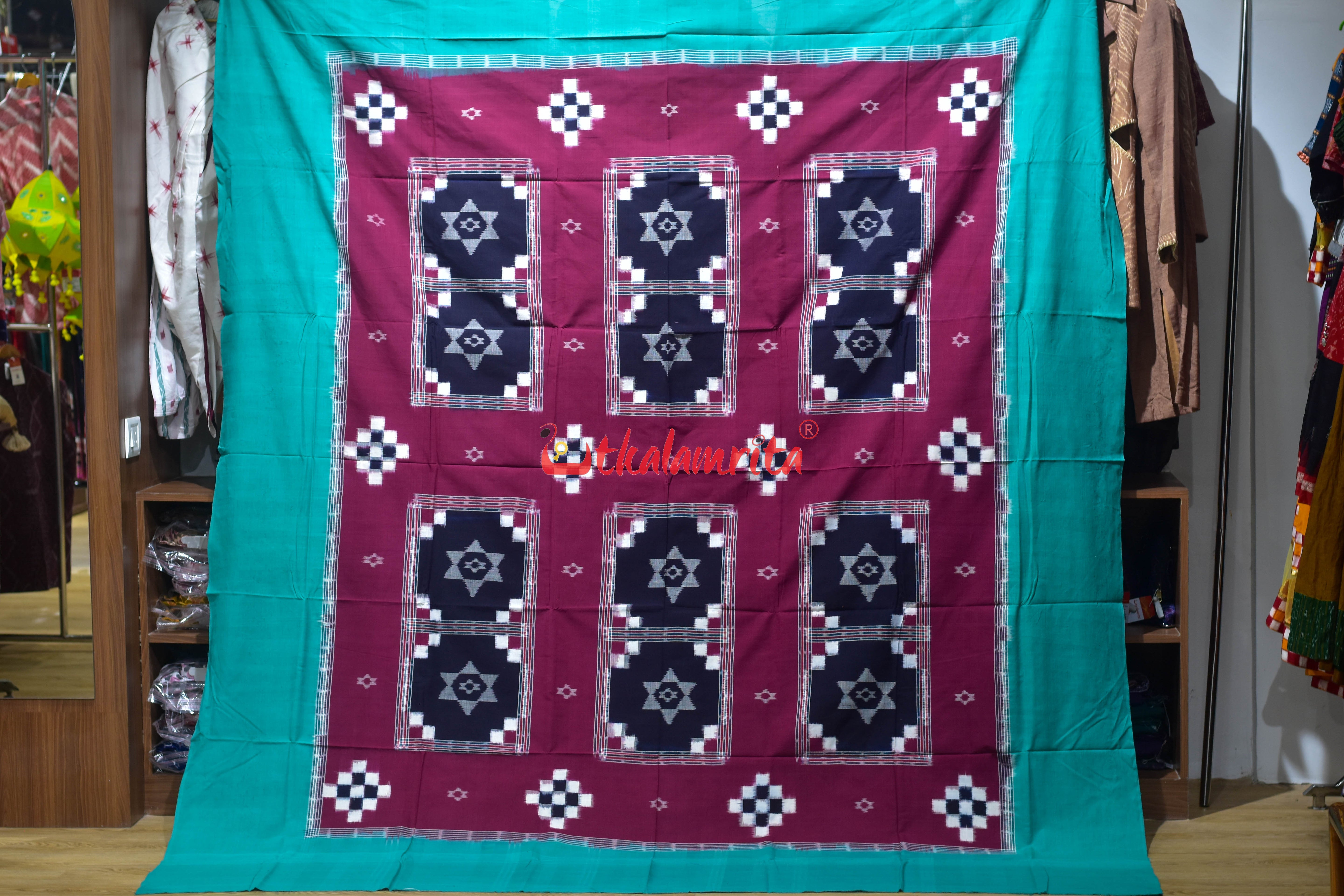 Black Maroon Tara Pasapali (Double Bedsheet)