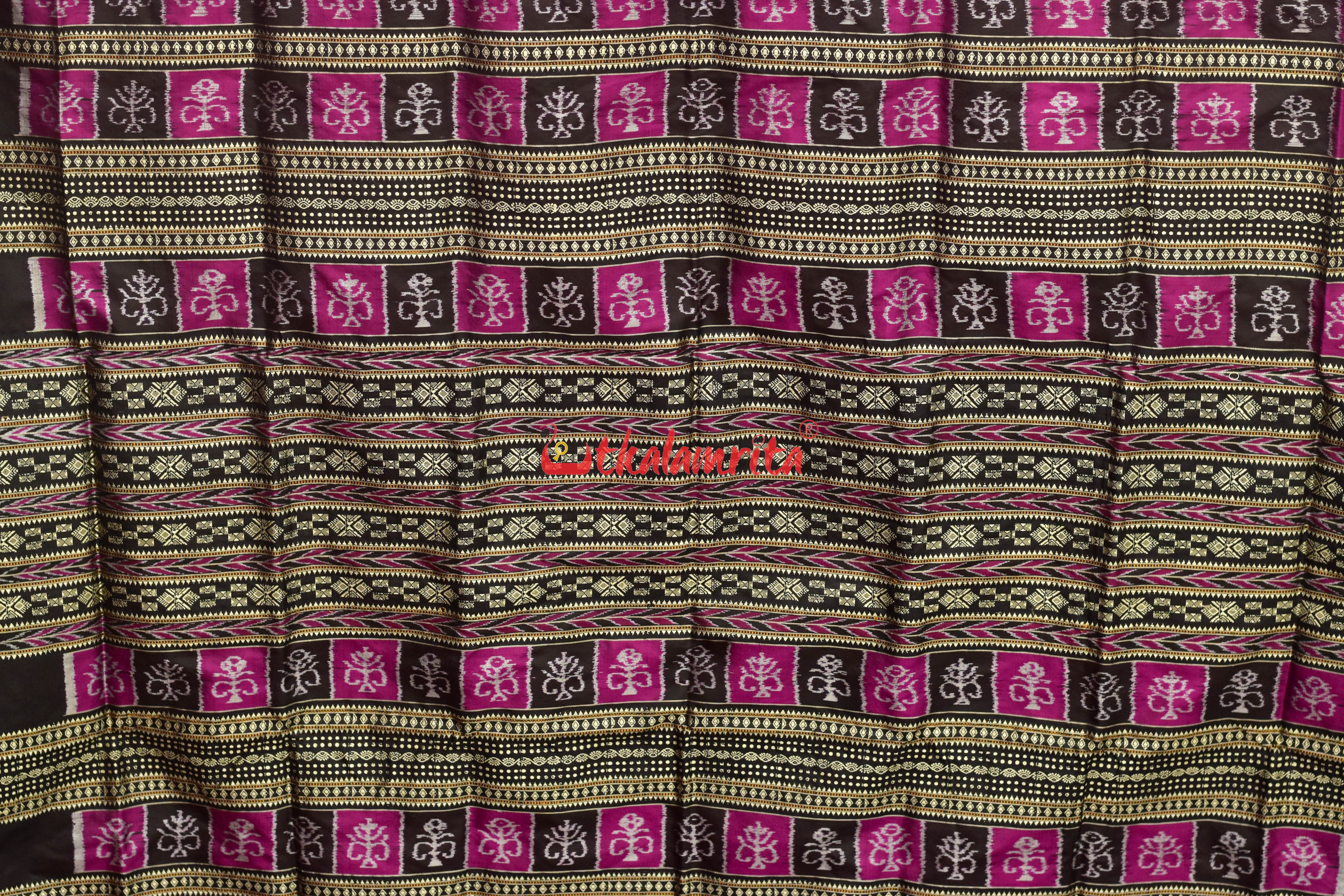 Sabari Rani Black Bomkai Silk Saree