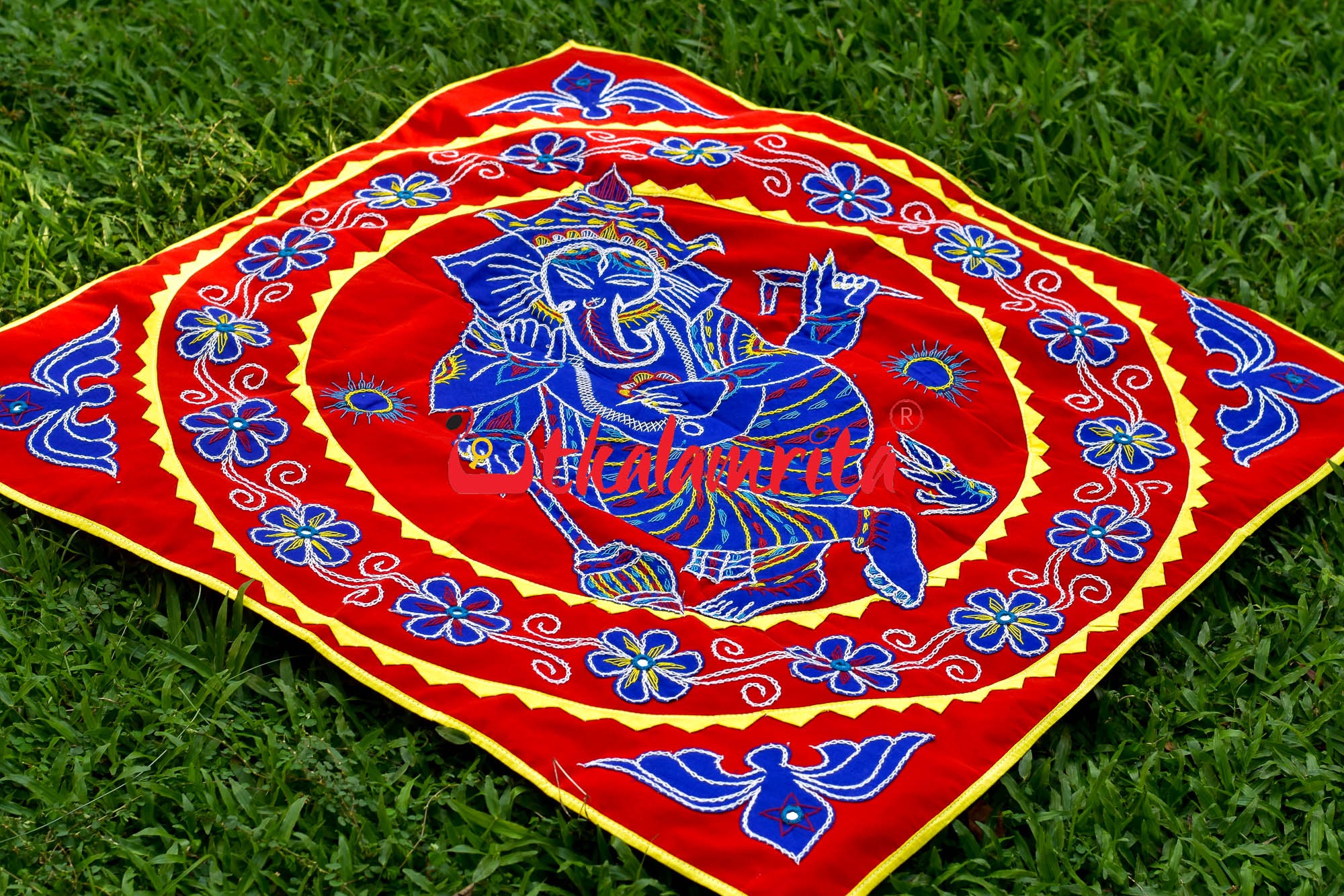 Blue Ganesha Red Patch Applique