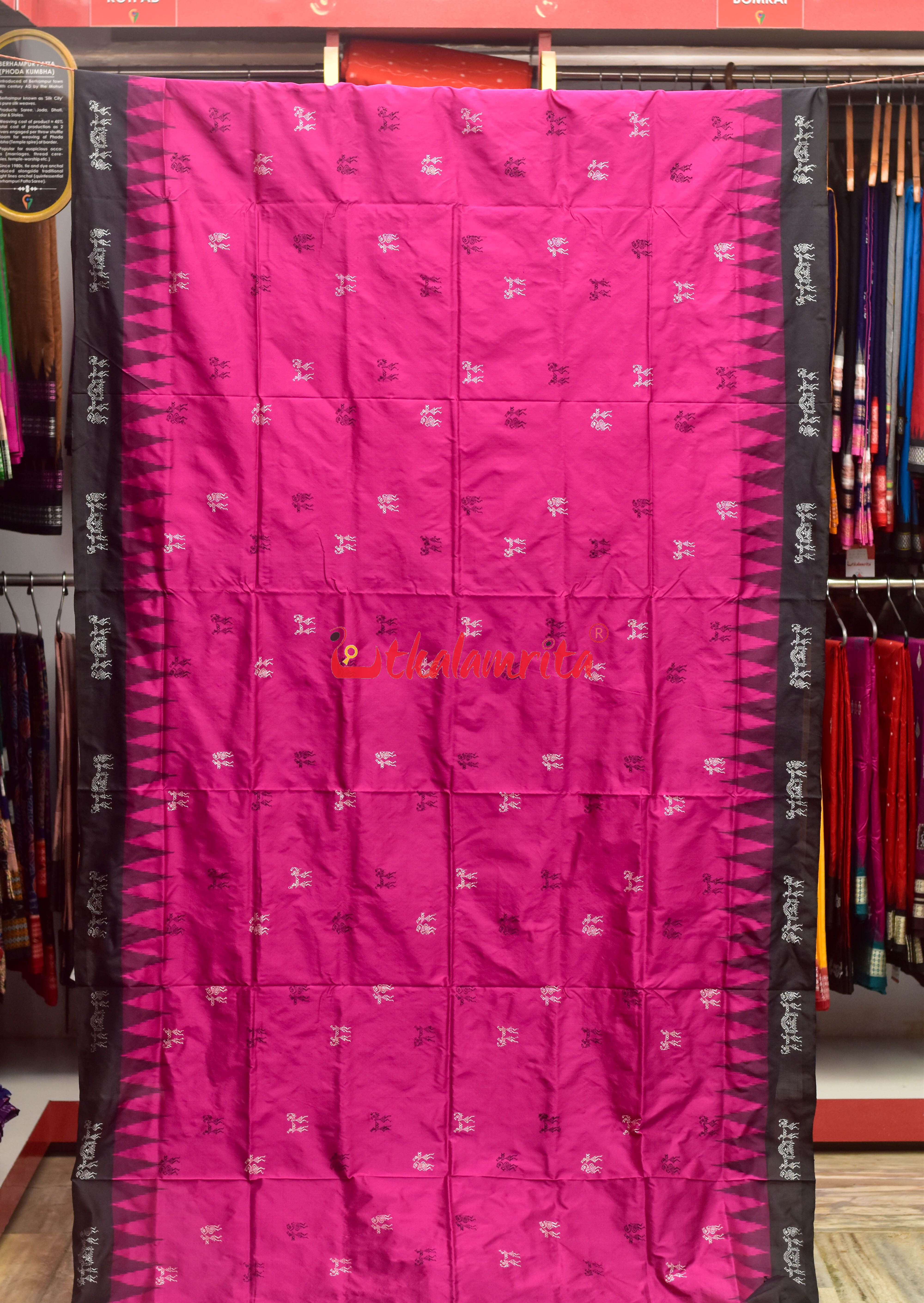 Sabari Rani Black Bomkai Silk Saree