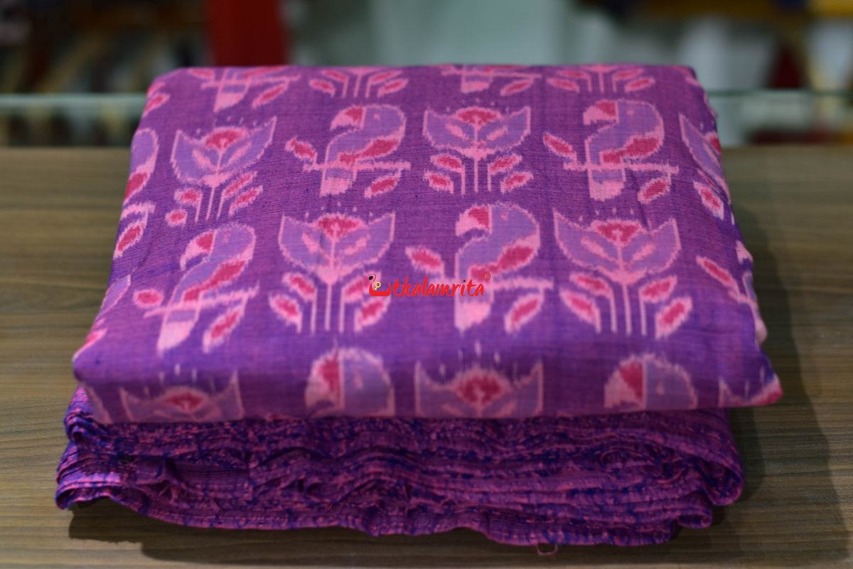 Pink Purple Parrot Sambalpuri Cotton (Fabric)