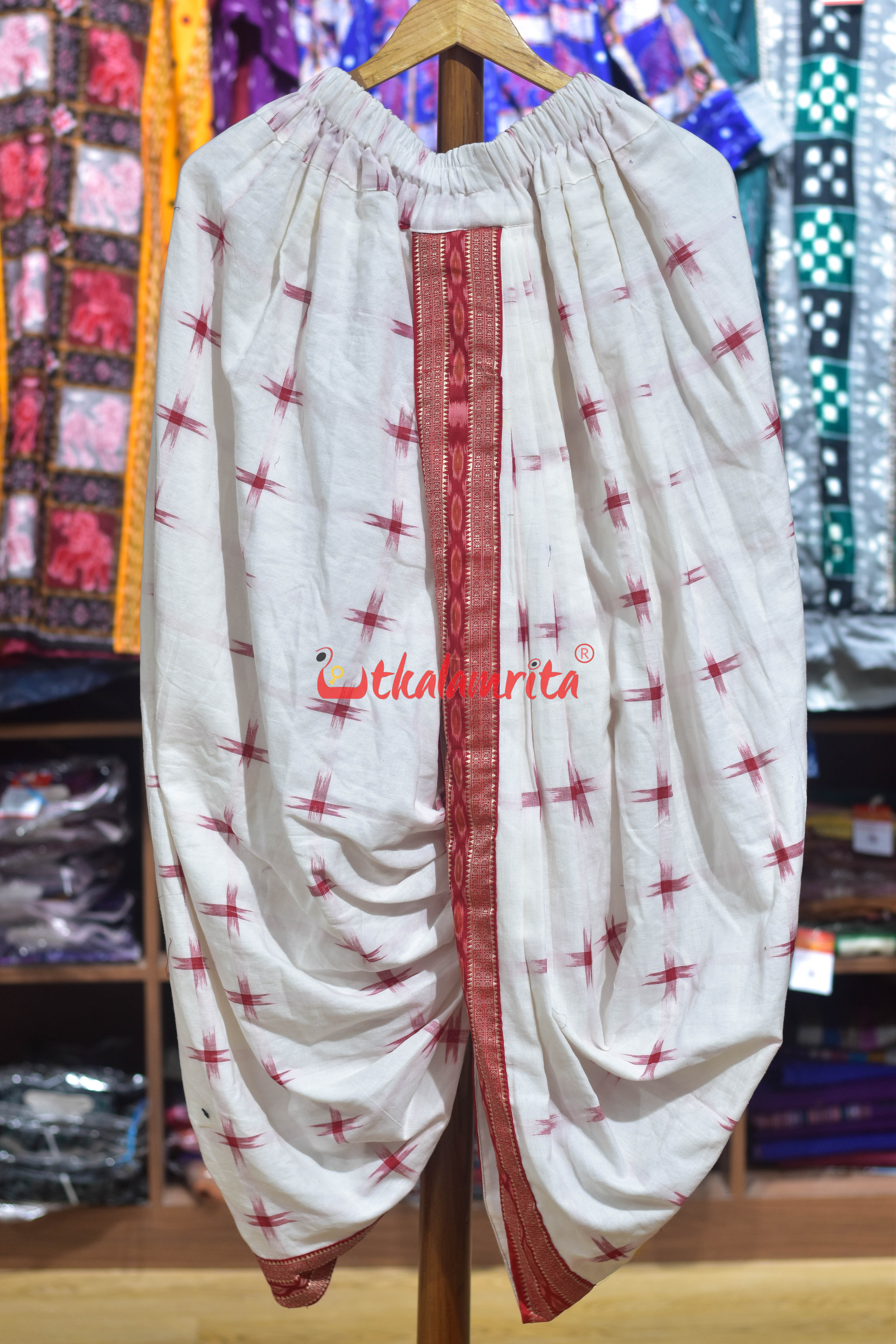 White with Red Star (Men's Dhoti Pant)