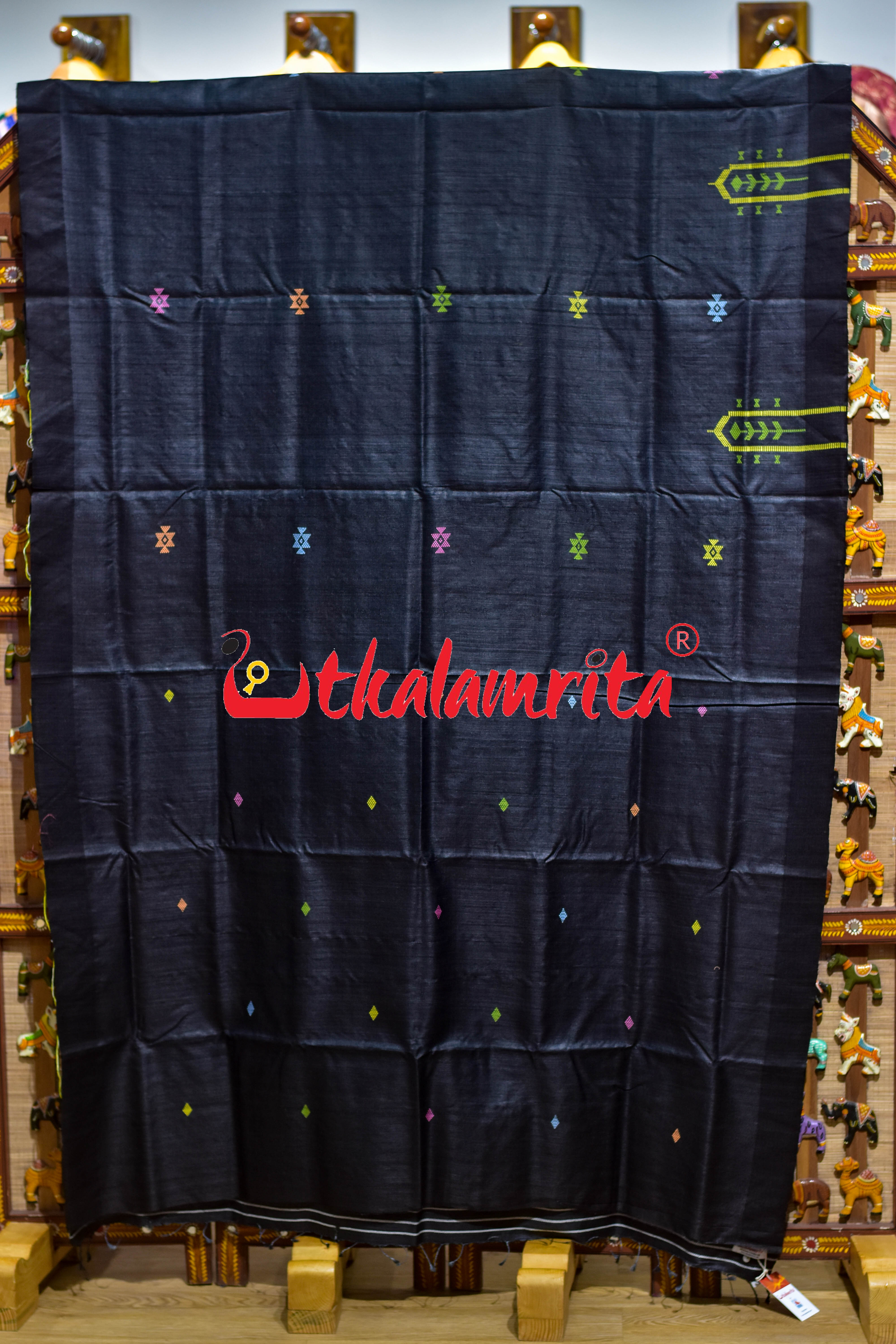 Black Chadheibana Gopalpur Tussar Silk Saree