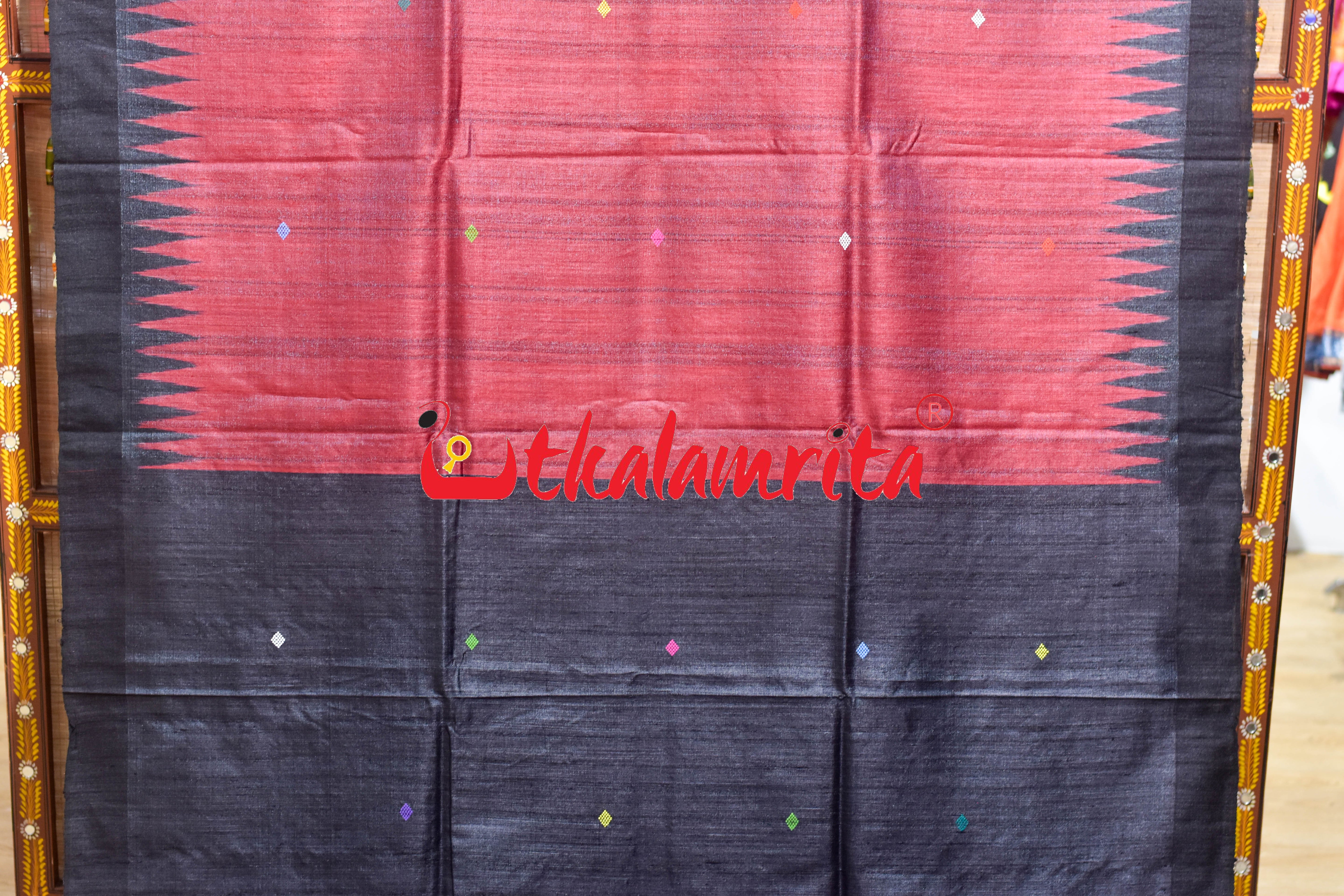 Red Black Ratha Jatra Gopalpur Tussar Silk Saree