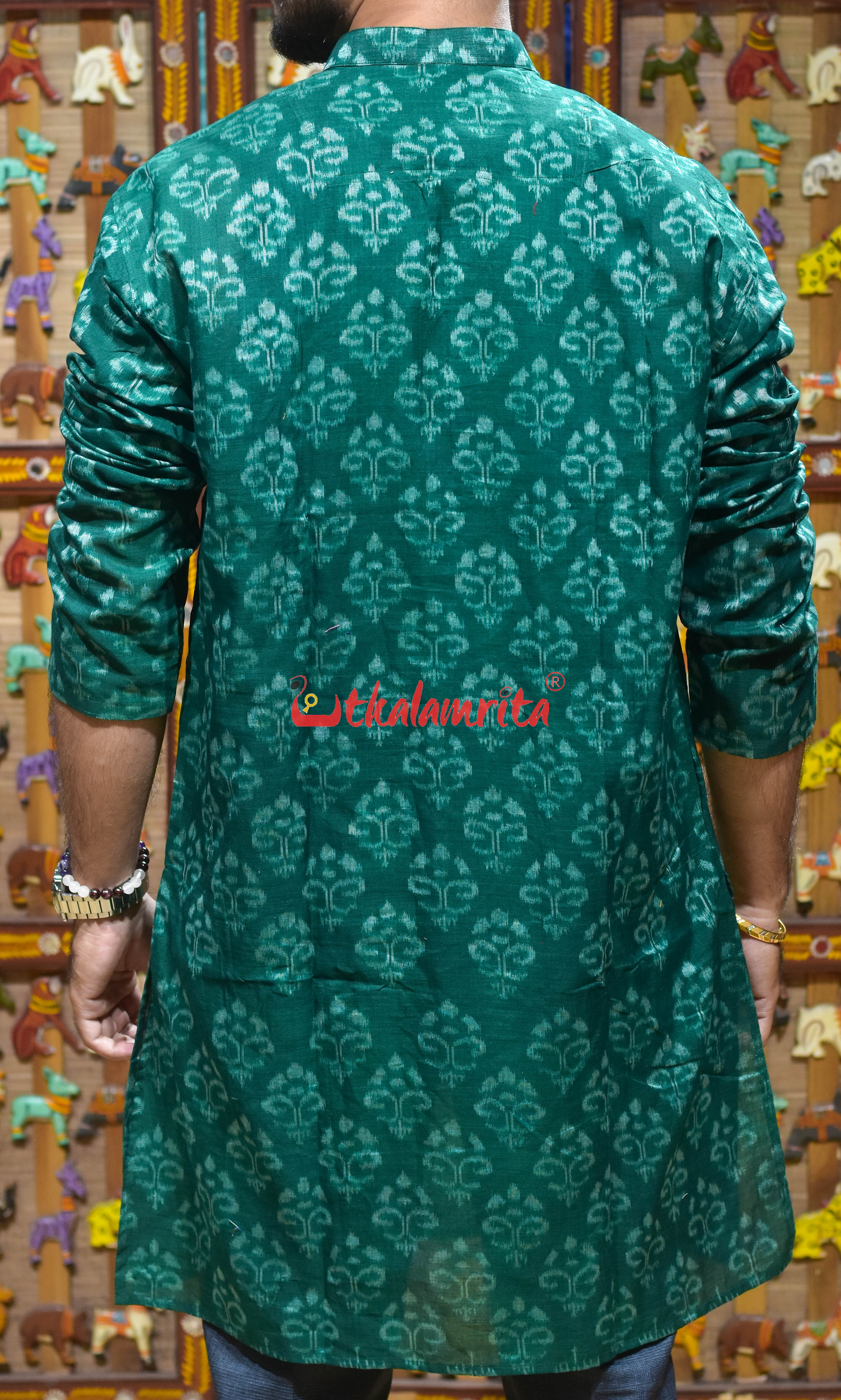 Bottle Green Trees (Men's Long Kurta)