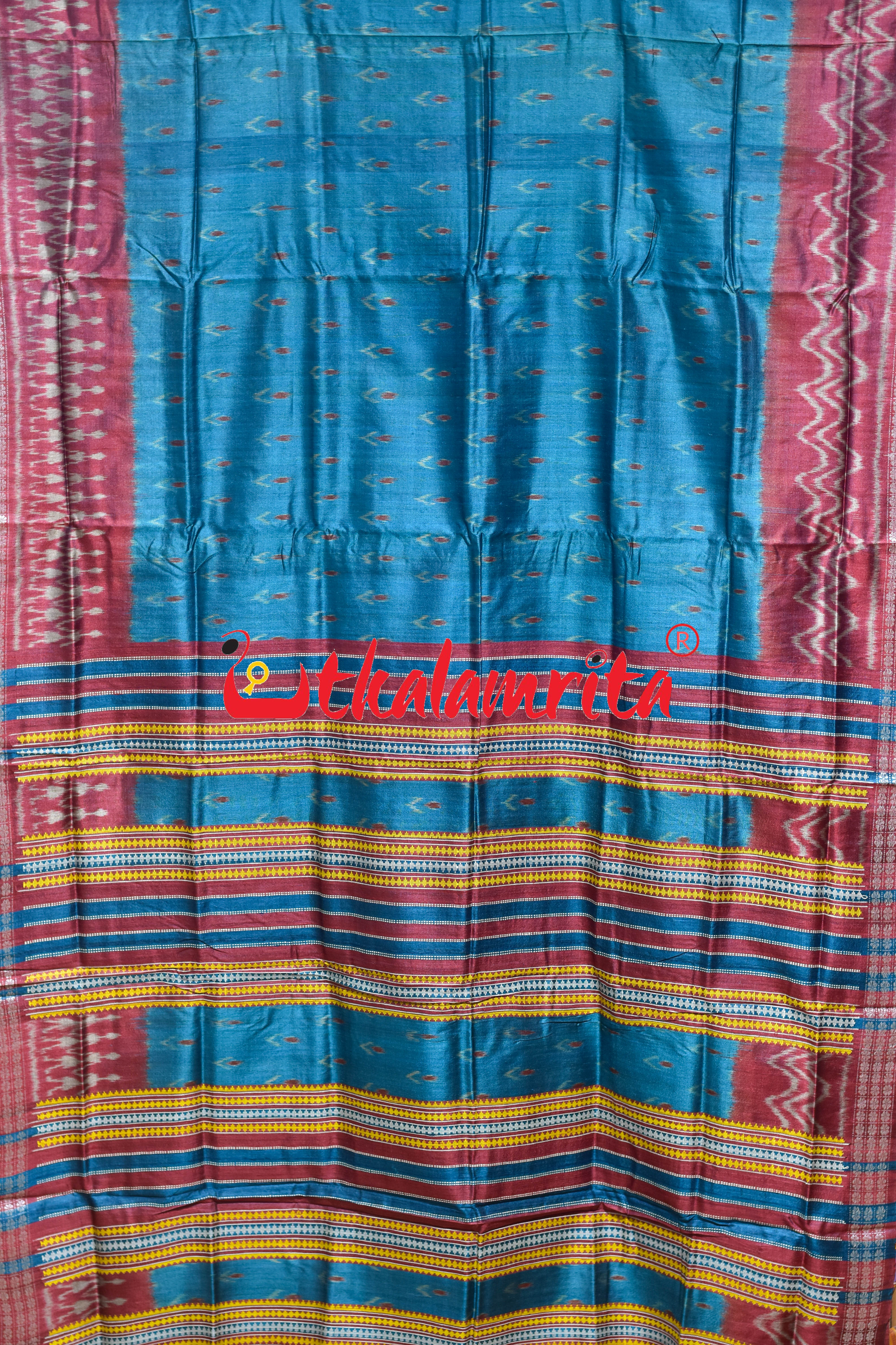 German Blue Chandrika Gopalpur Tussar Silk Saree