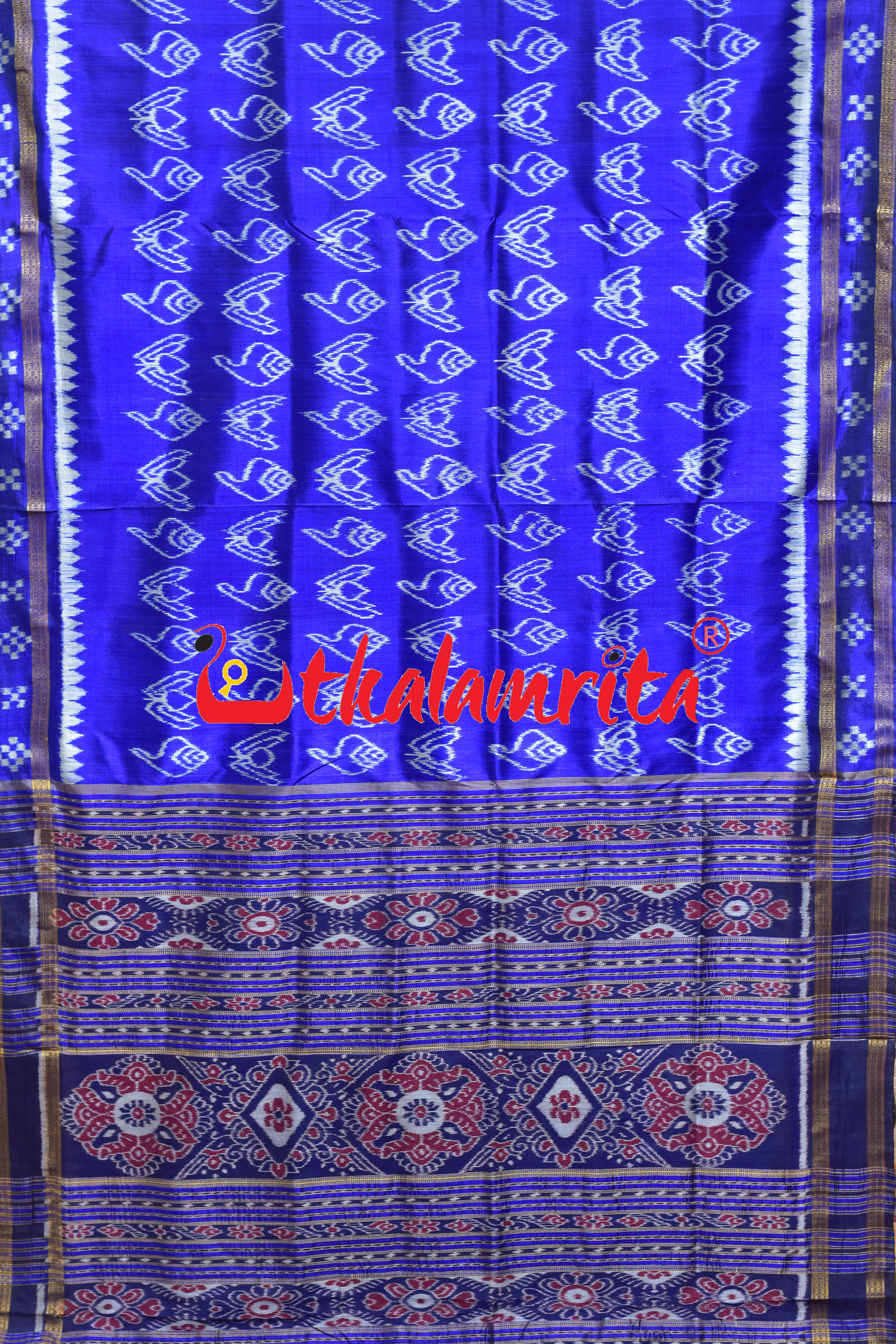 Blue Sankha Padma Khandua Silk Saree