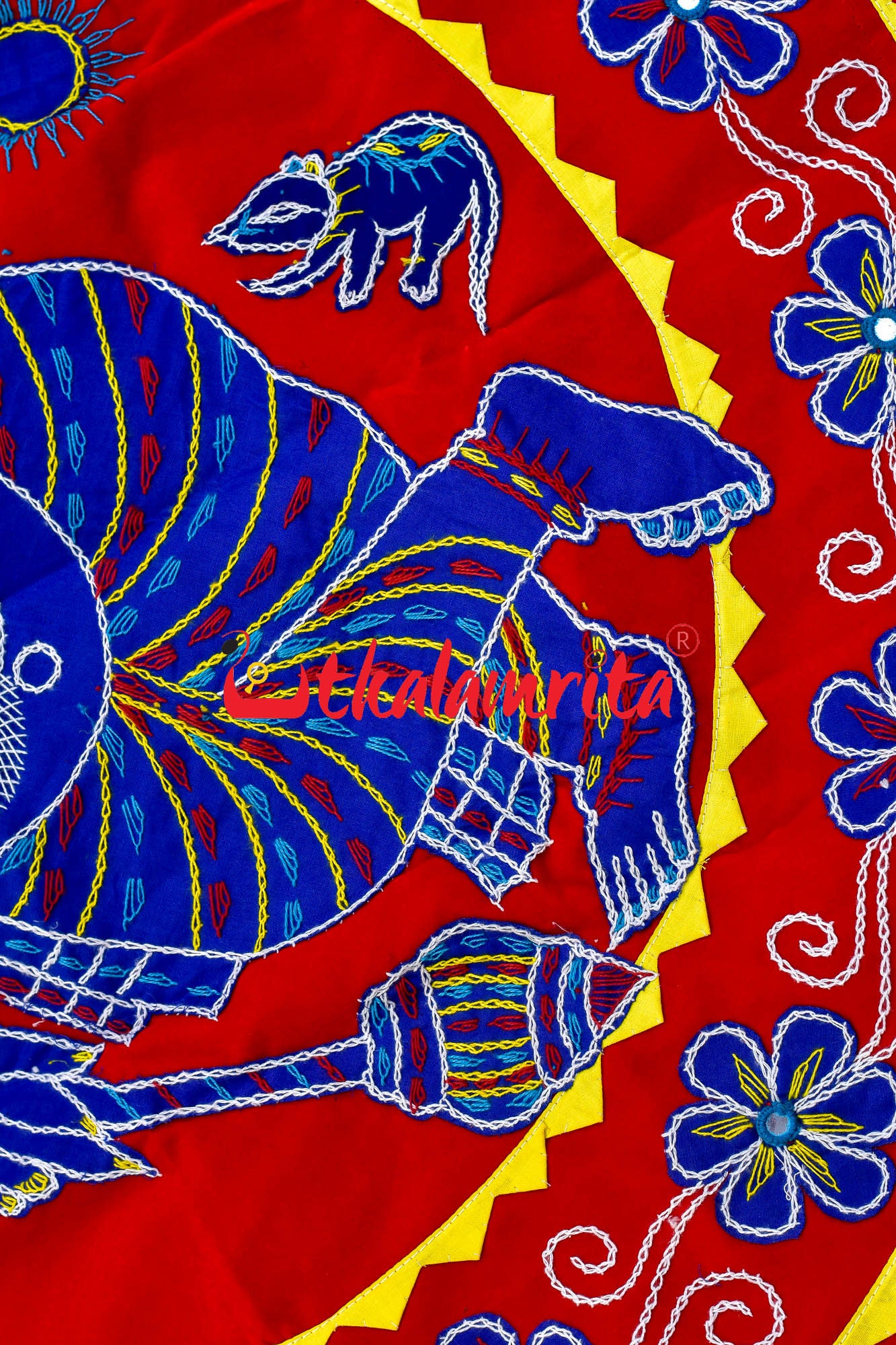 Blue Ganesha Red Patch Applique