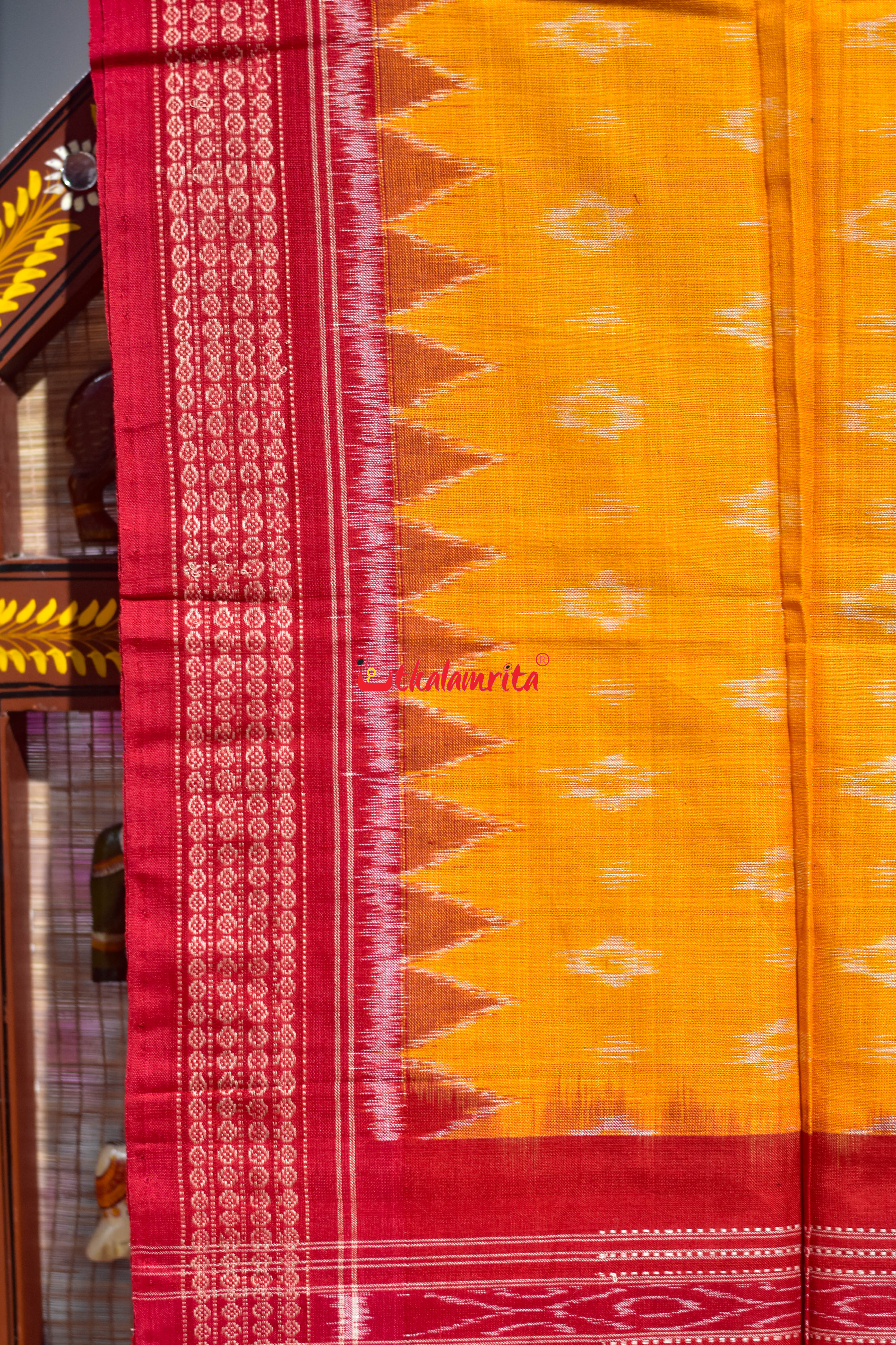 Red Yellow Tribal Sambalpuri Bapta Dress Set