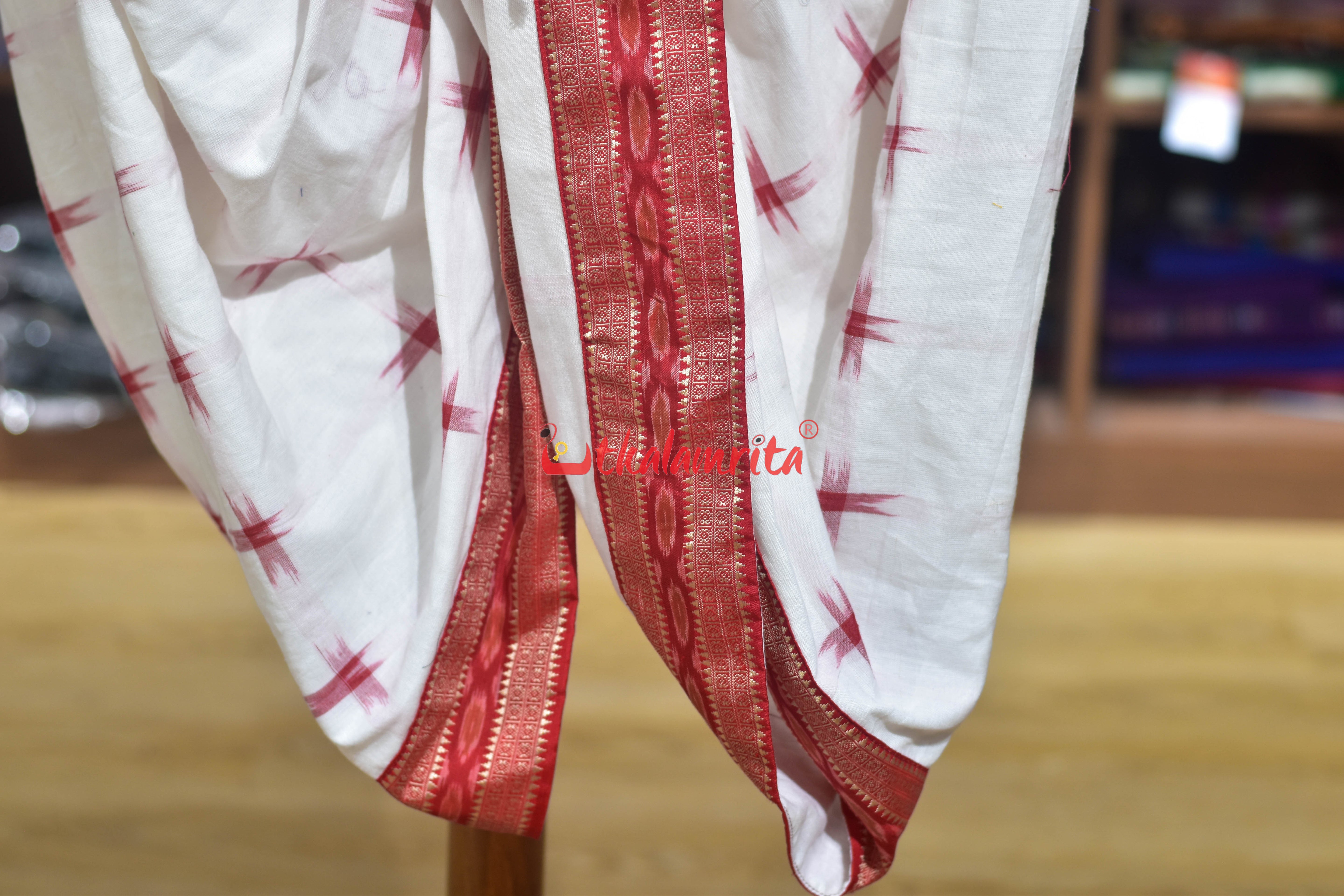 White with Red Star (Men's Dhoti Pant)