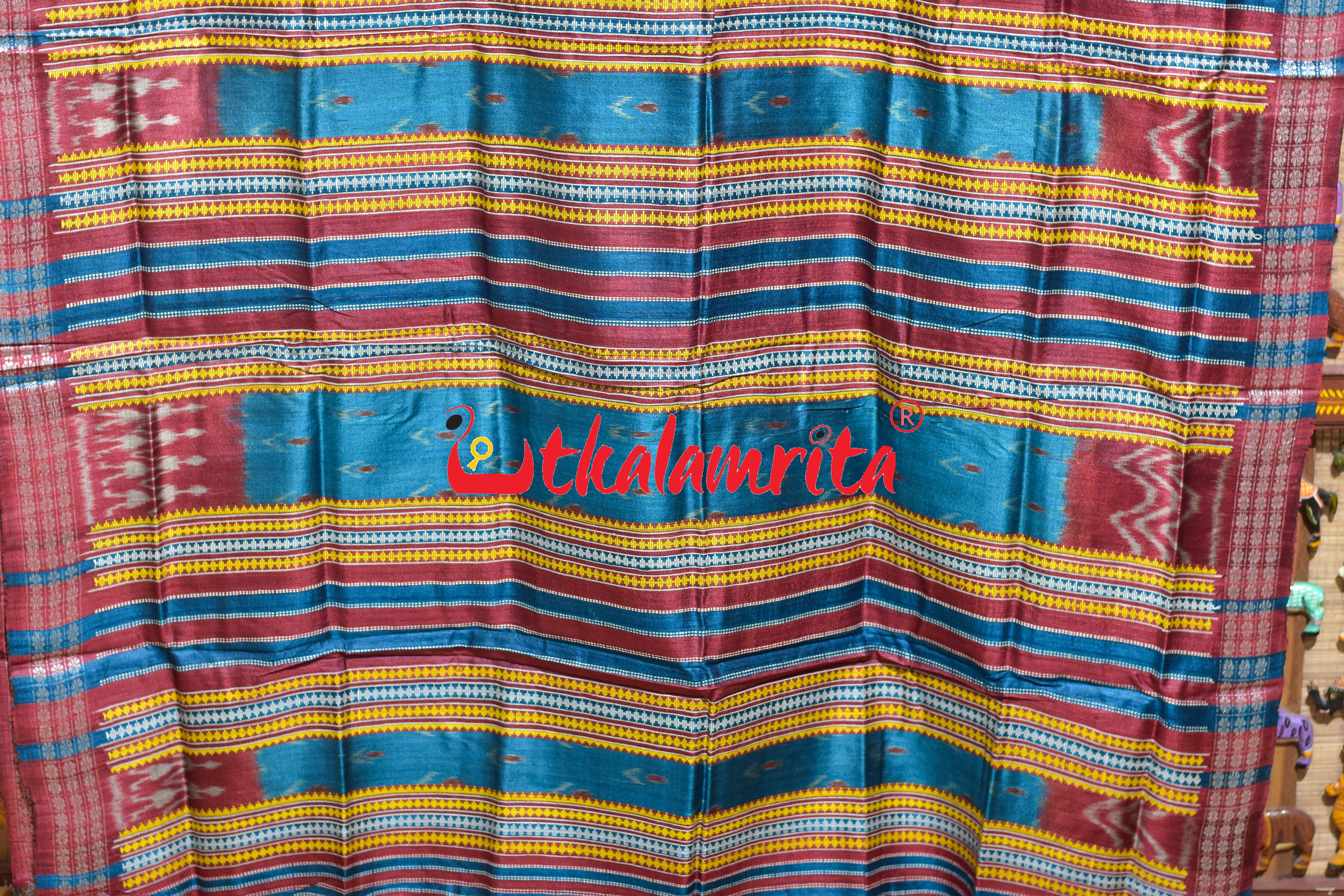 German Blue Chandrika Gopalpur Tussar Silk Saree