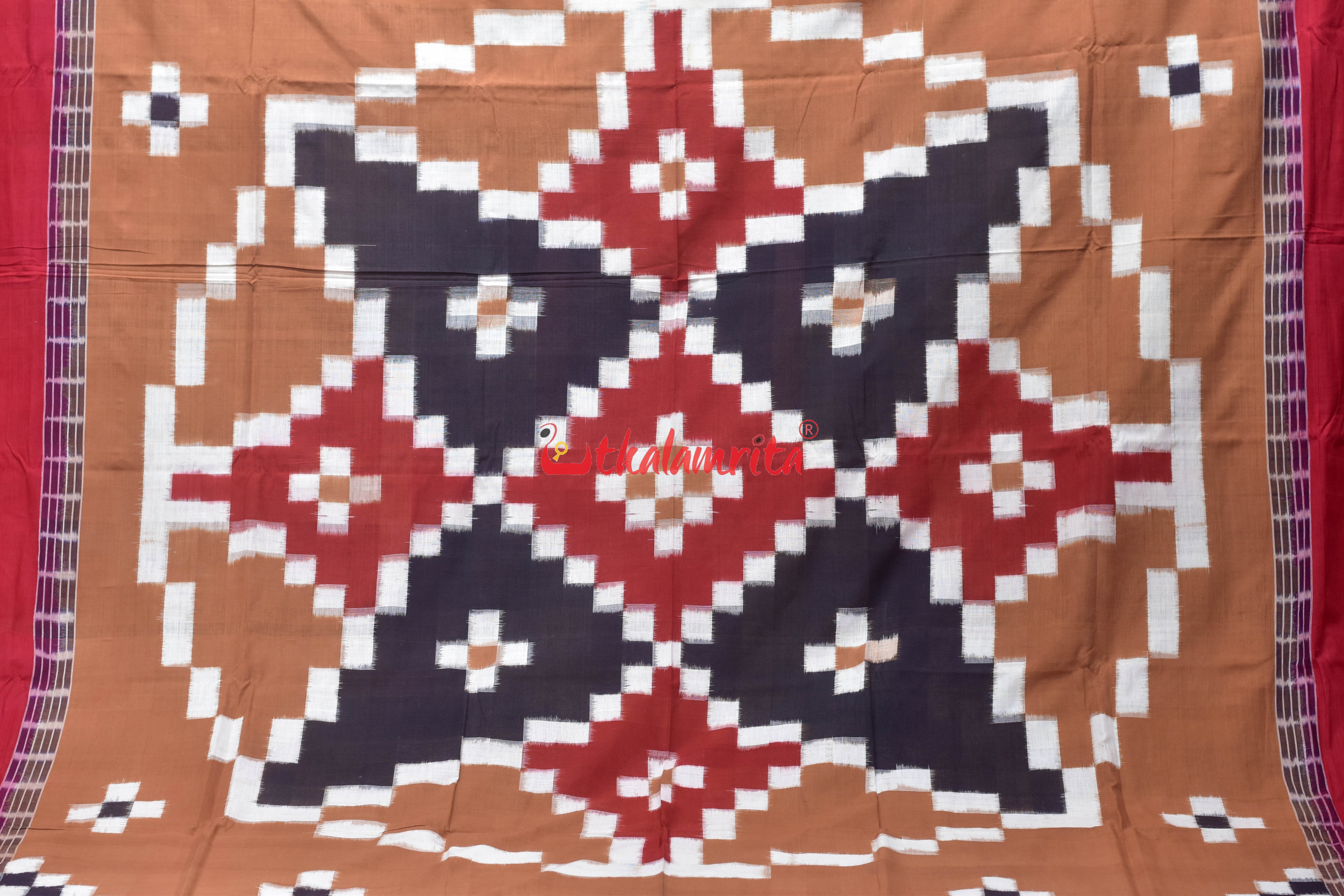 Brown Red Big Pasapali Cotton Bedsheet