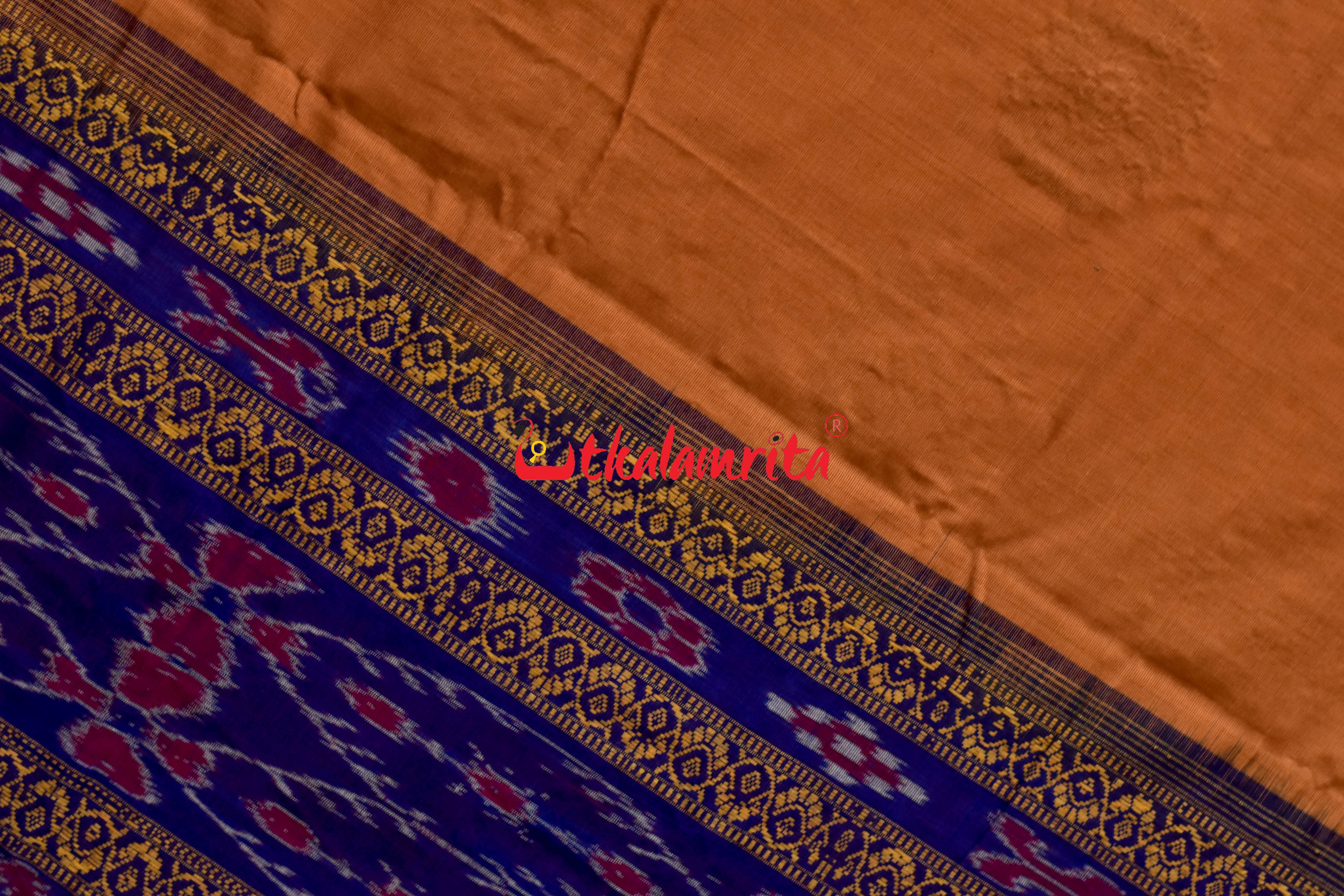 Biscuit Blue Padam Bomkai Cotton Saree