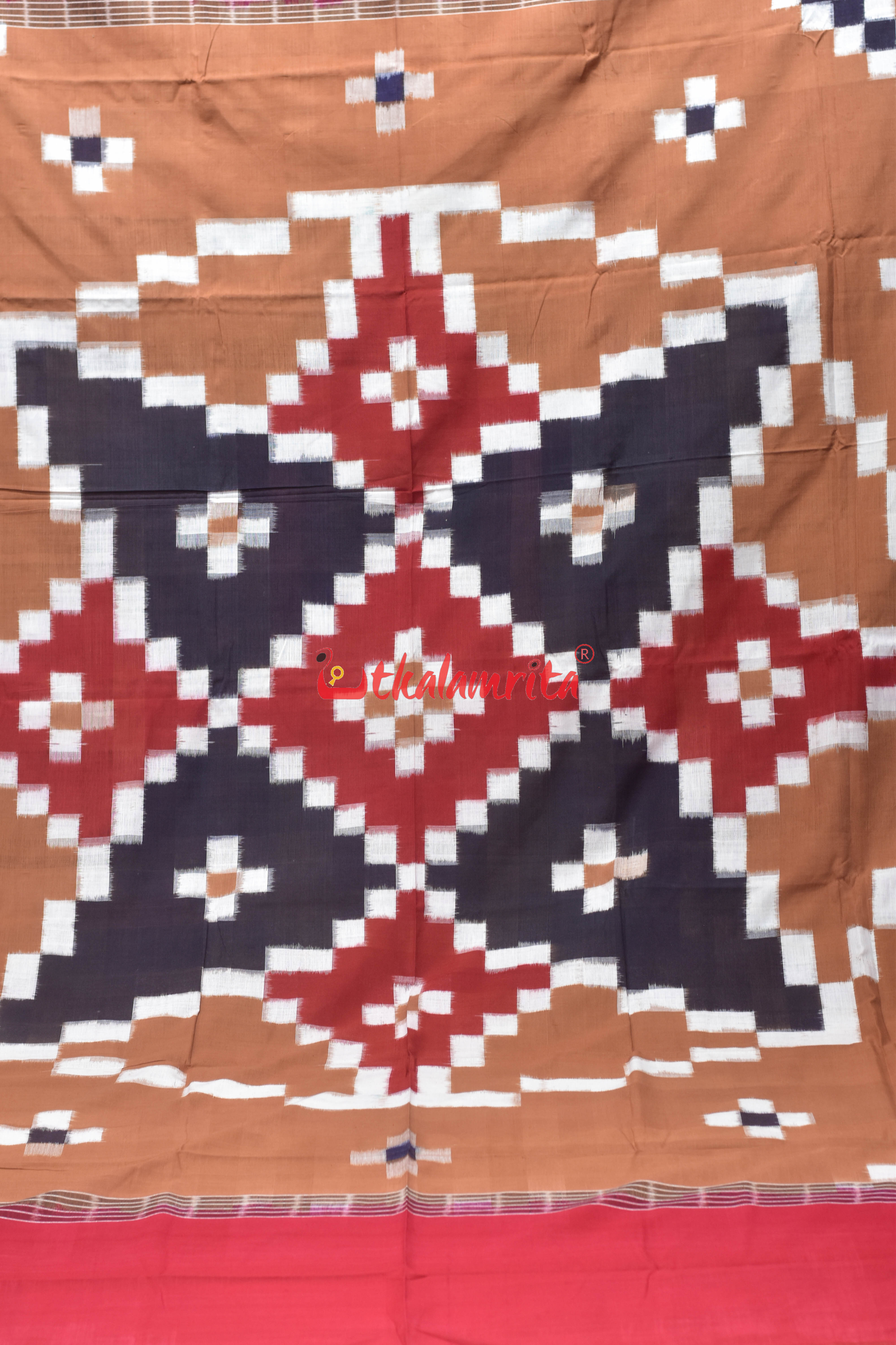 Brown Red Big Pasapali Cotton Bedsheet