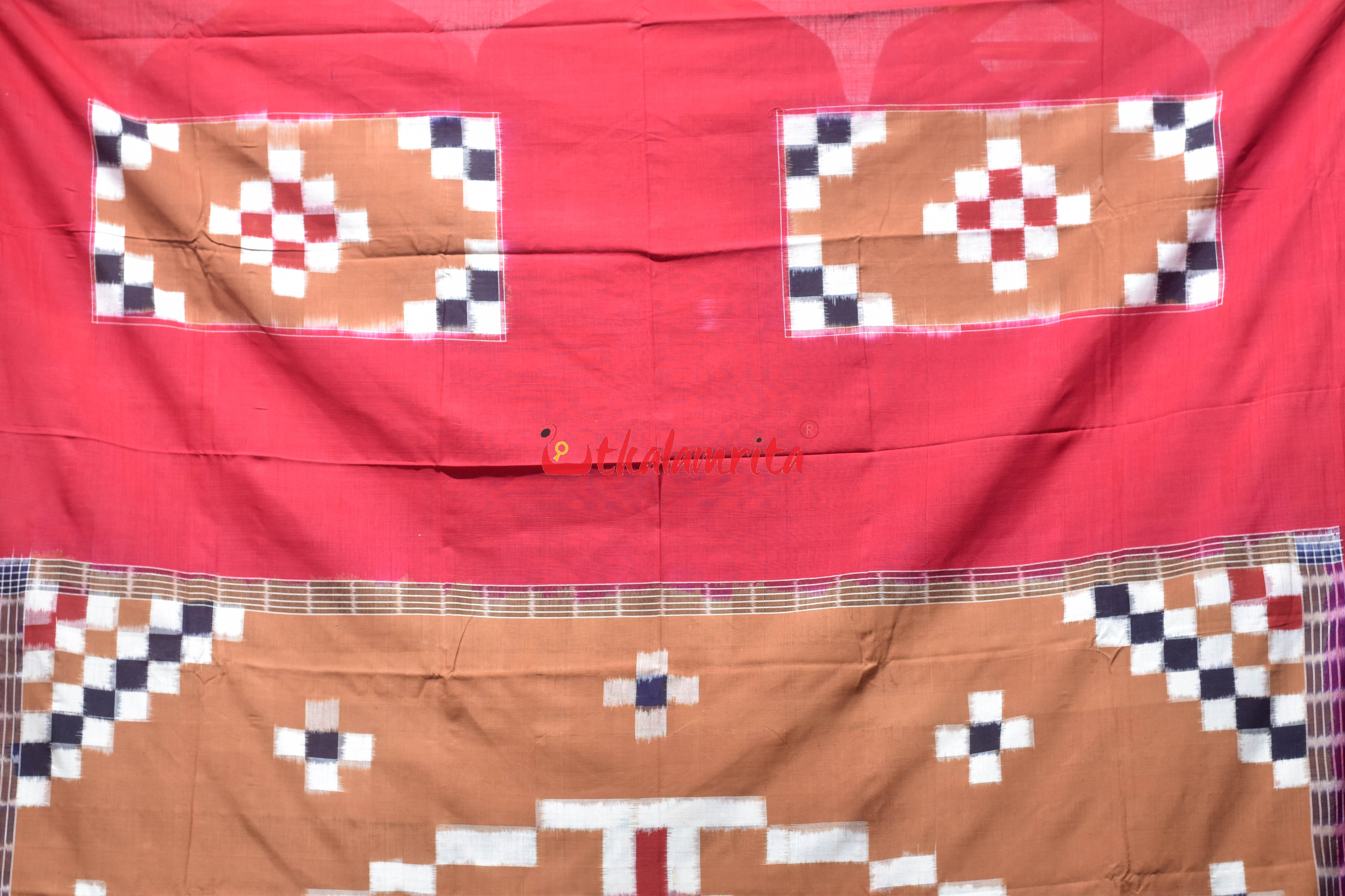 Brown Red Big Pasapali Cotton Bedsheet