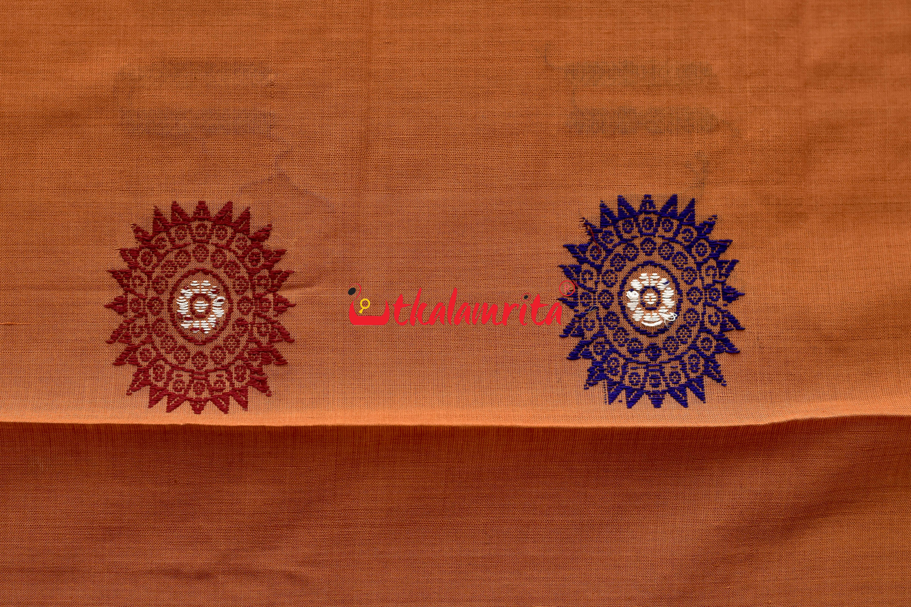 Biscuit Blue Padam Bomkai Cotton Saree