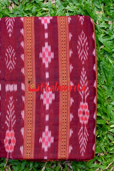 Maroon Pasapali With Flower Ikat (Fabric)