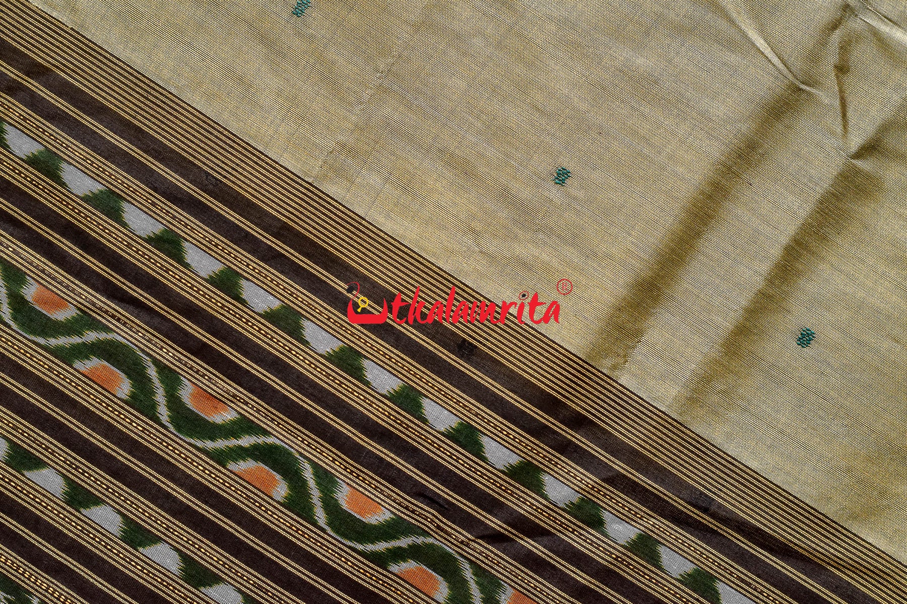 Olive Green Ganga Jamuna Khandua Silk Saree