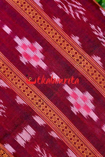 Maroon Pasapali With Flower Ikat (Fabric)