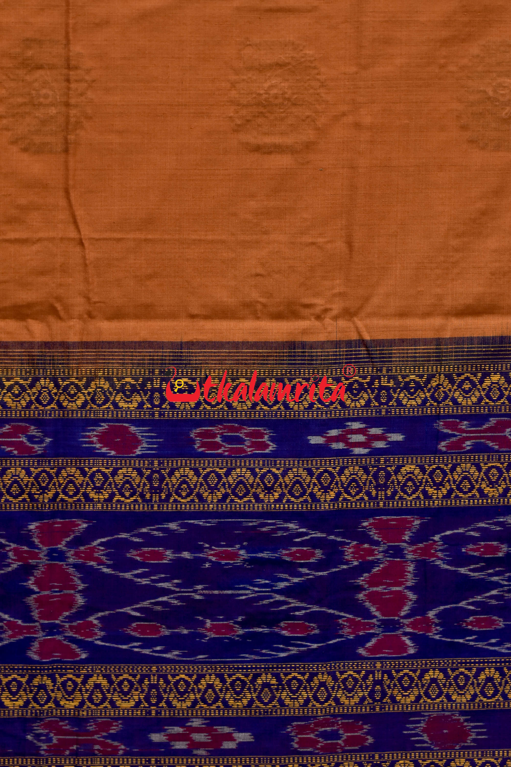 Biscuit Blue Padam Bomkai Cotton Saree