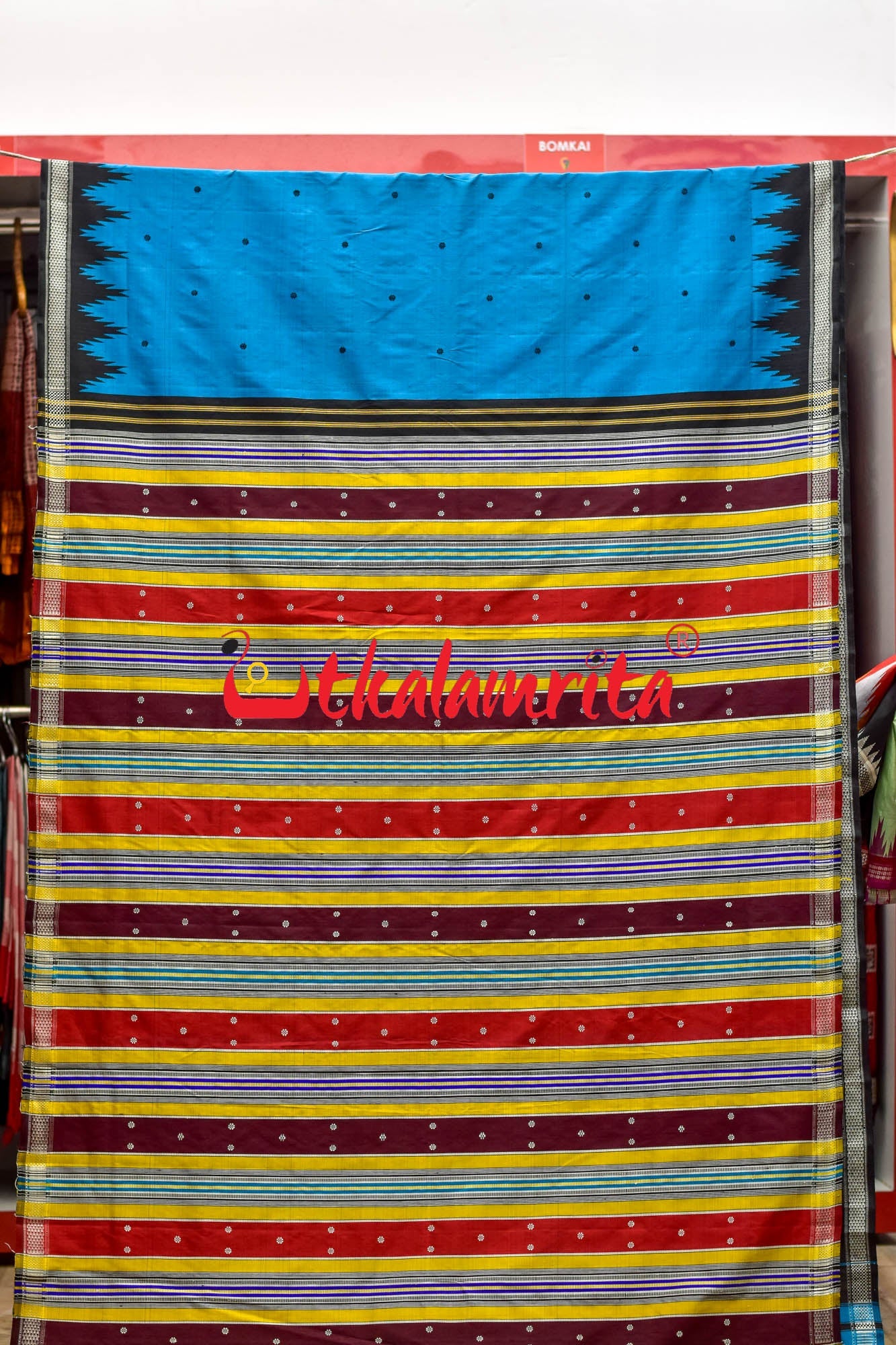 Blue Black Double Anchal Berhampuri Silk