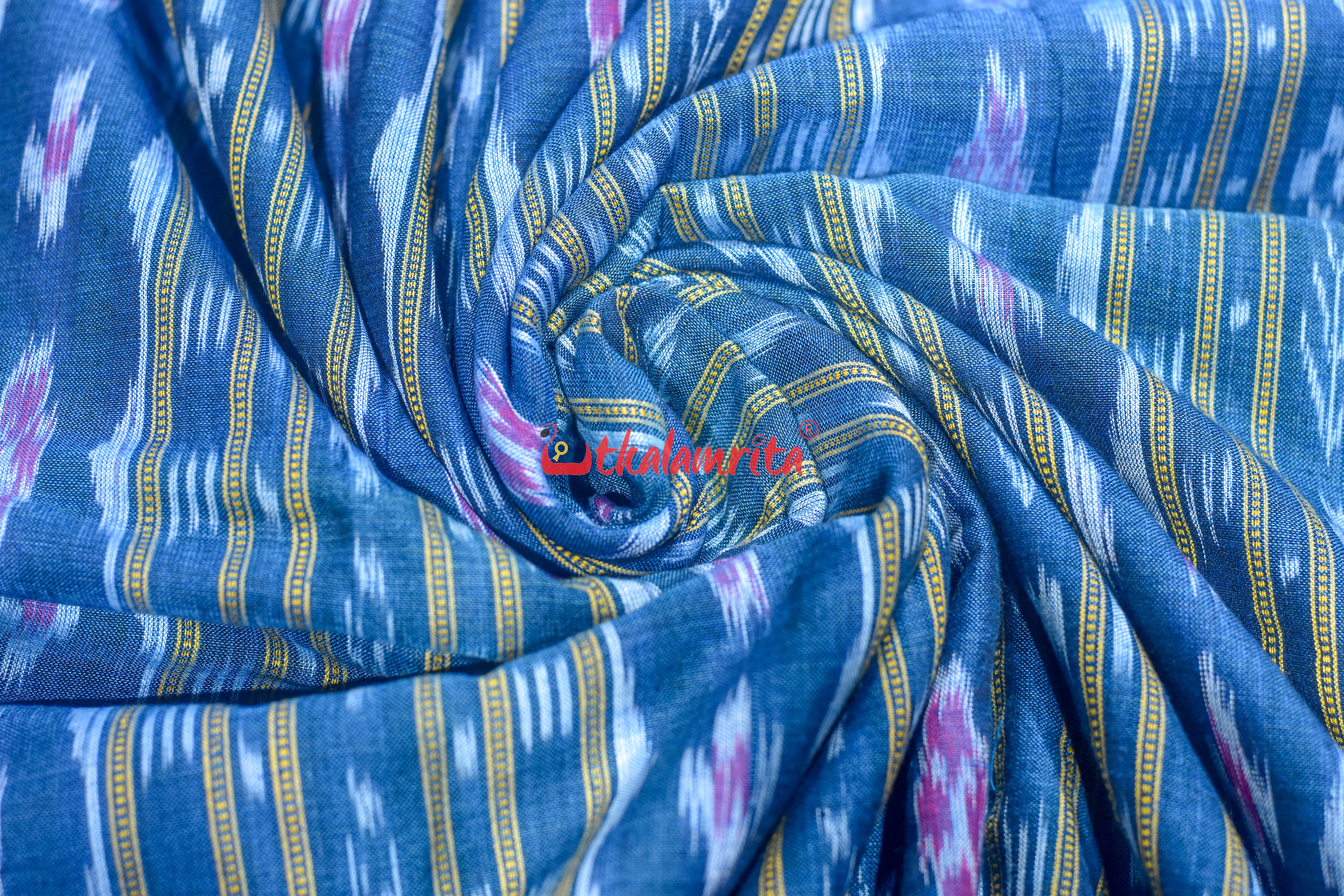 Teal Blue Red Flower Ikat (Fabric)