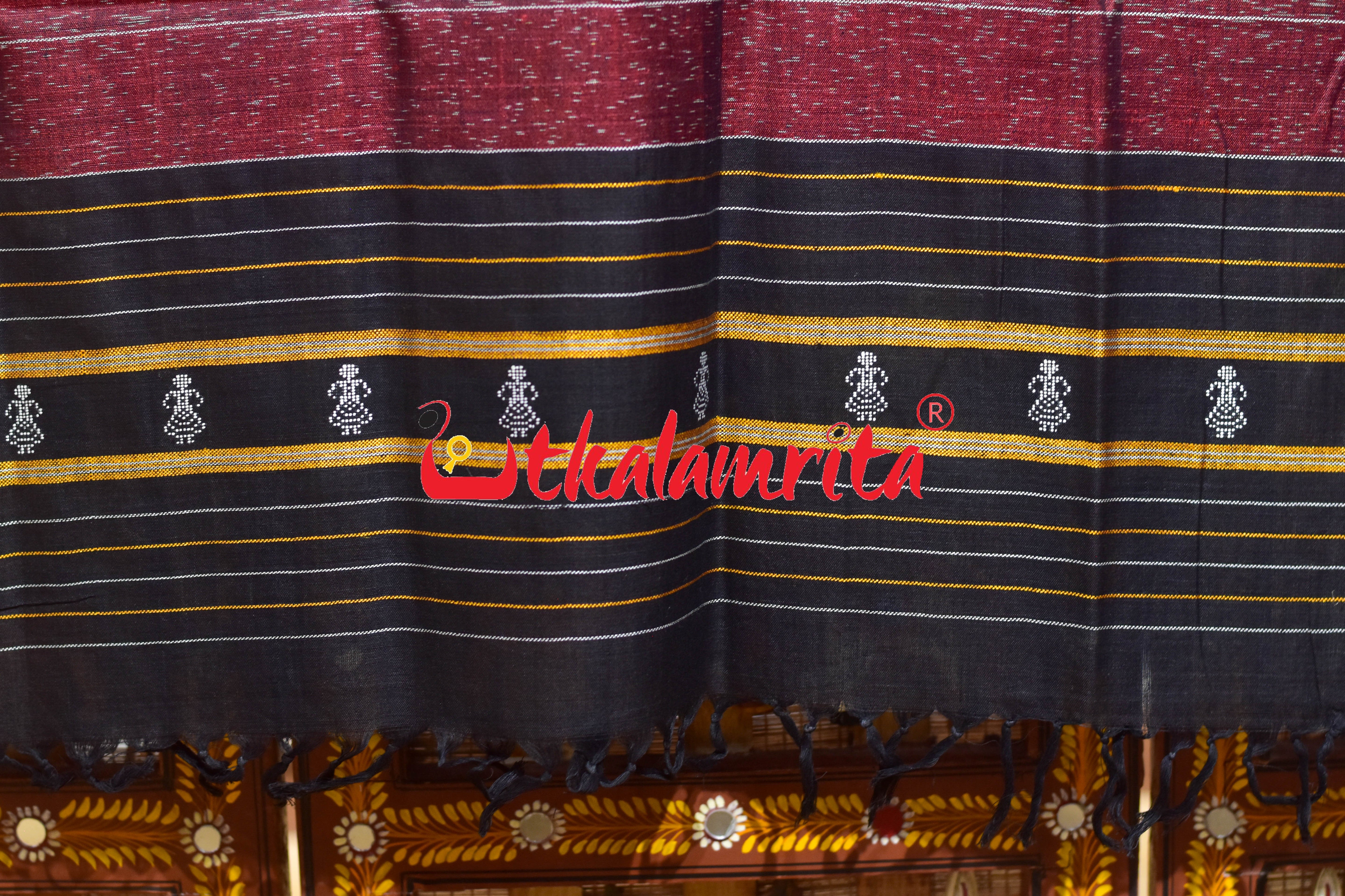 Black Maroon Jhara Black Tribals (Dupatta)