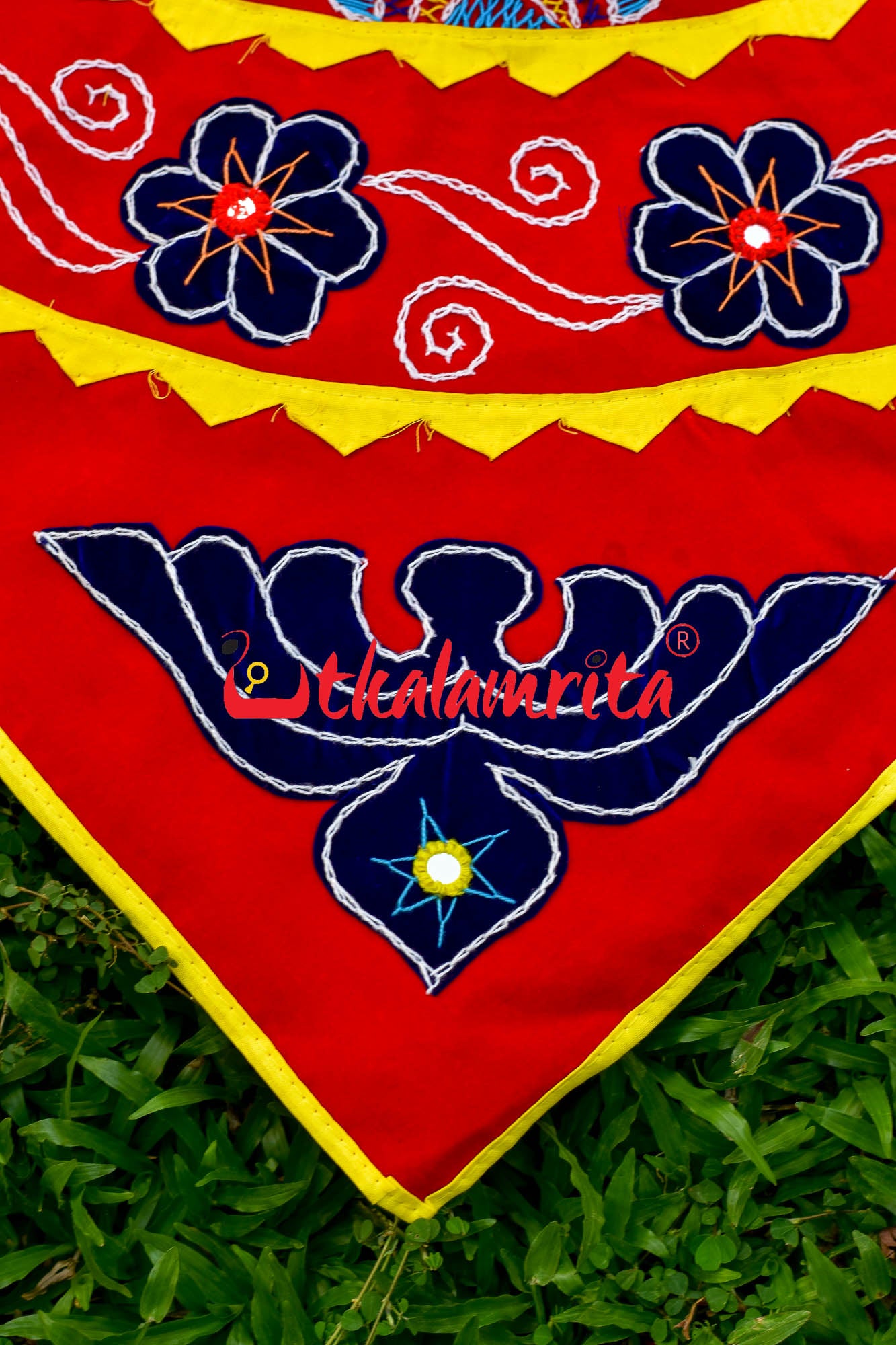 Double Peacock Red Blue Applique
