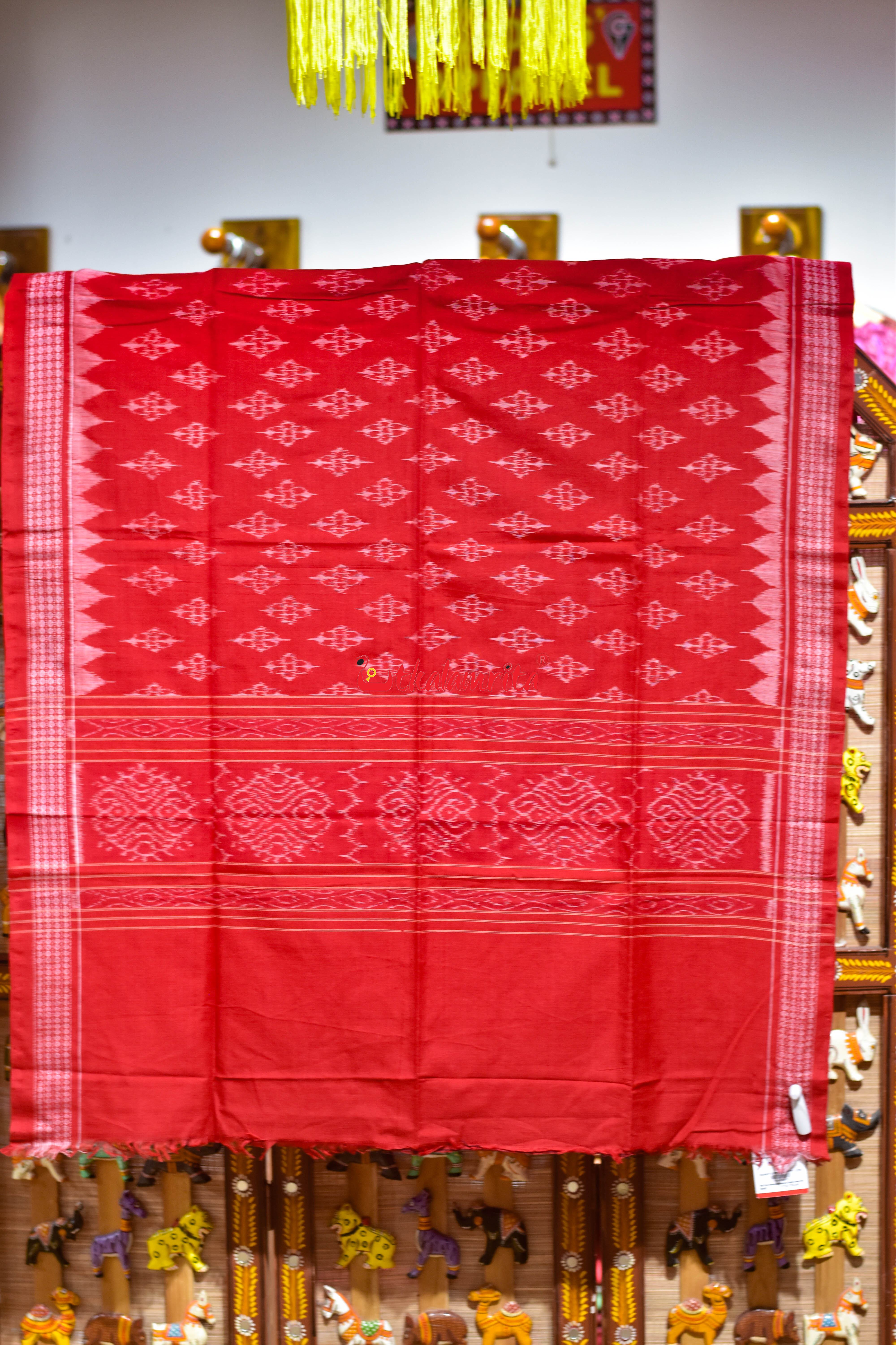 Teal Red Hearts Sambalpuri Bapta Dress Set