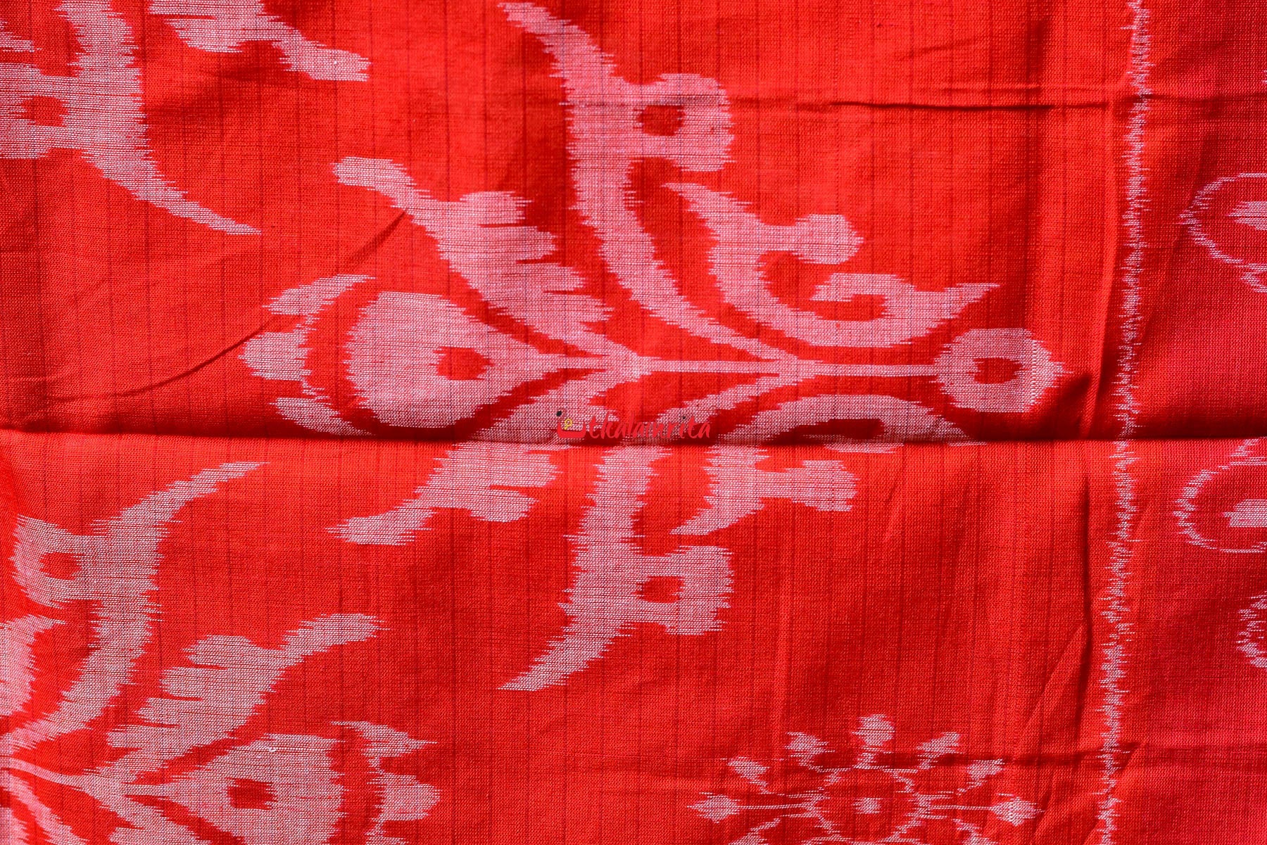 Yellow Red Shankh Khandua Cotton Saree