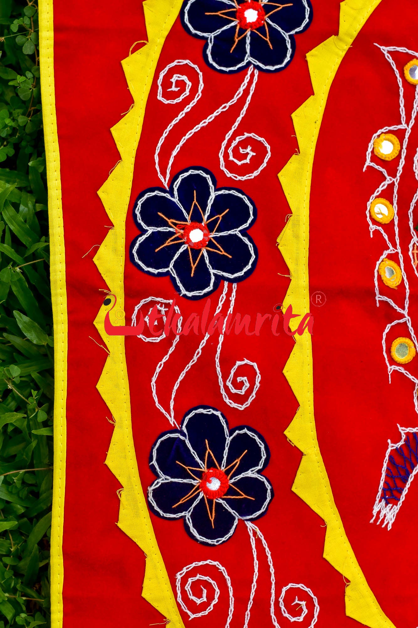Double Peacock Red Blue Applique