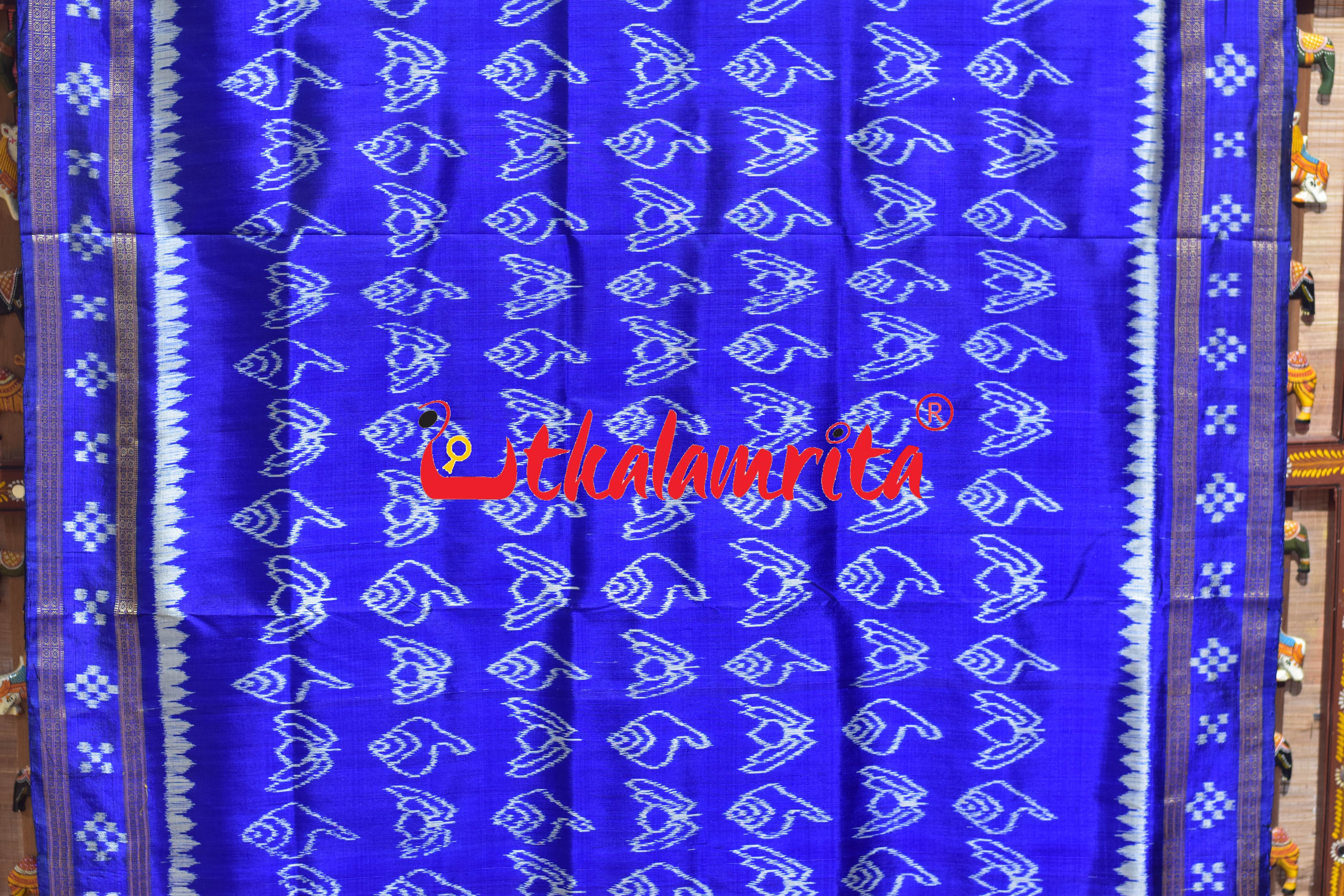 Blue Sankha Padma Khandua Silk Saree