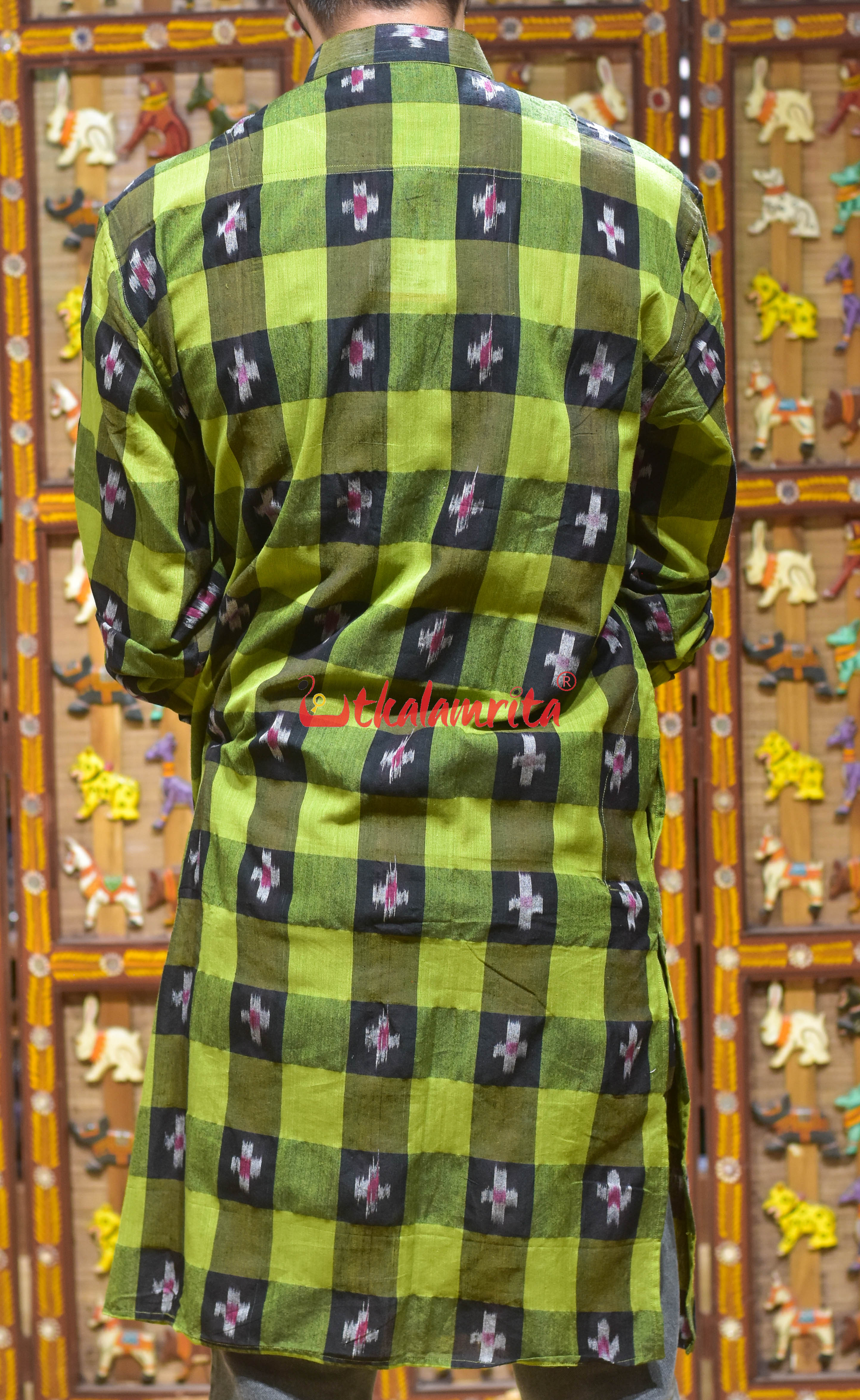 Mehndi Checks Pasapali (Men's Long Kurta)