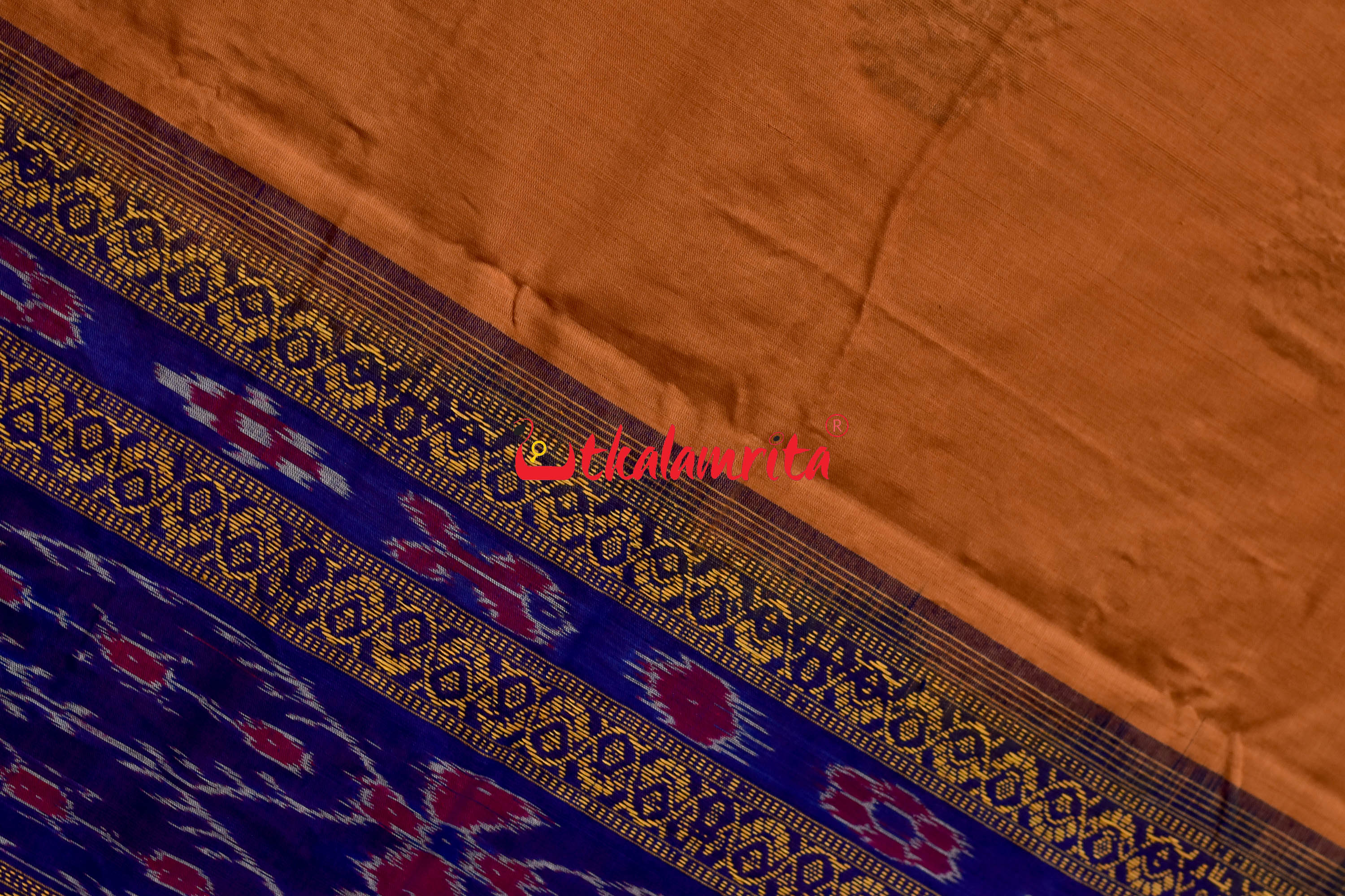 Biscuit Blue Padam Bomkai Cotton Saree