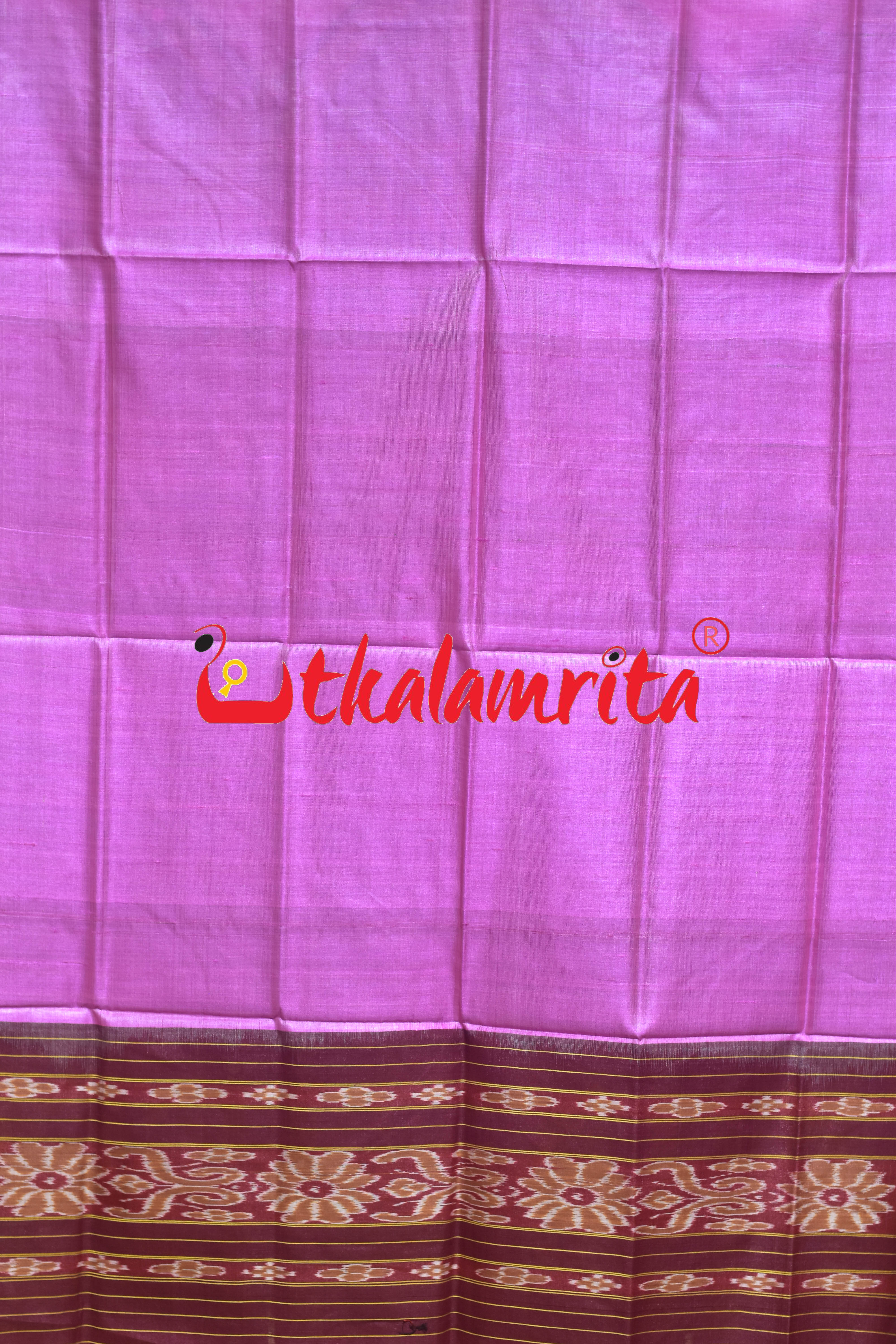 Pink Single Flower Gopalpur Tussar (Dupatta)