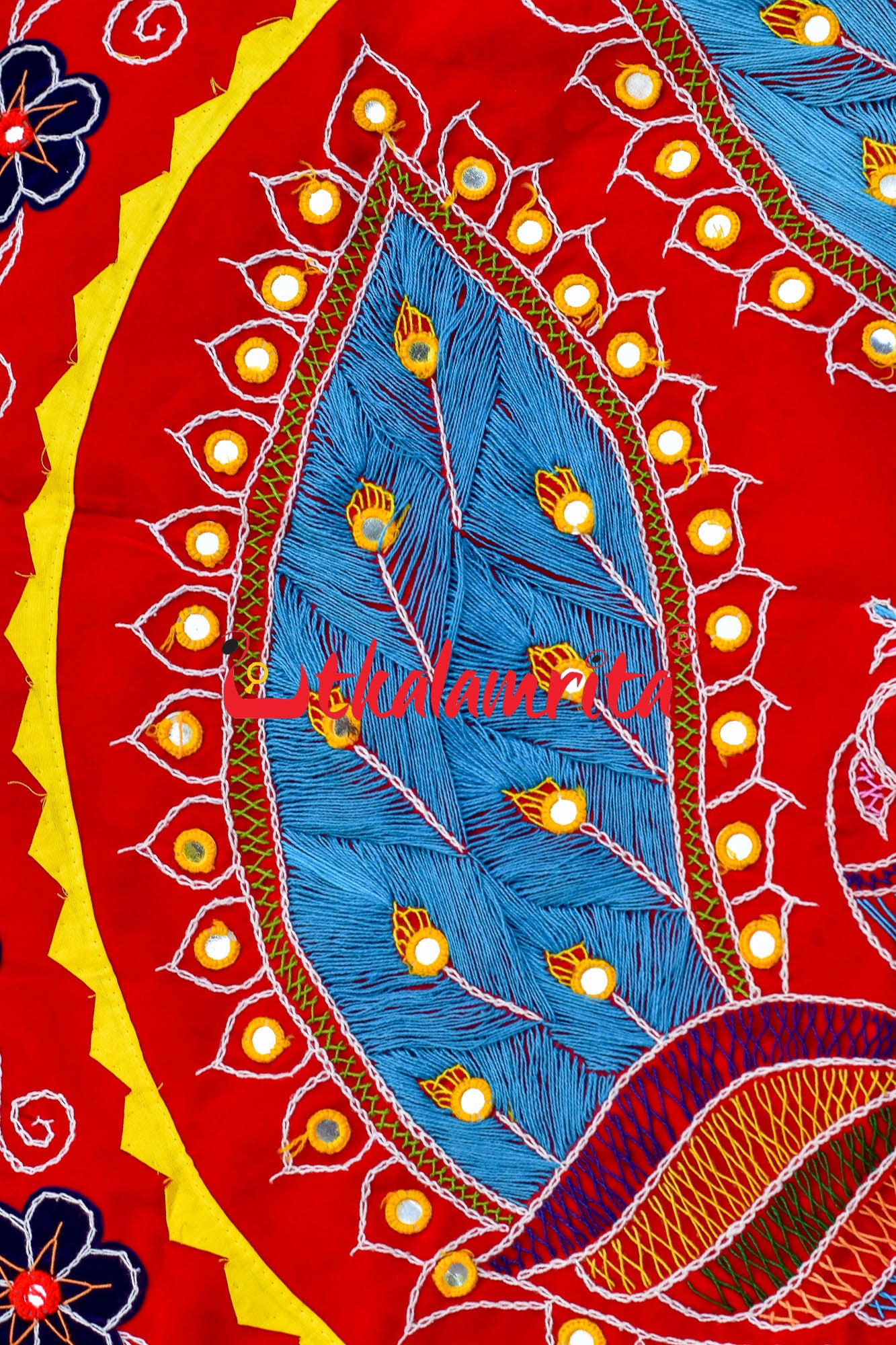 Double Peacock Red Blue Applique