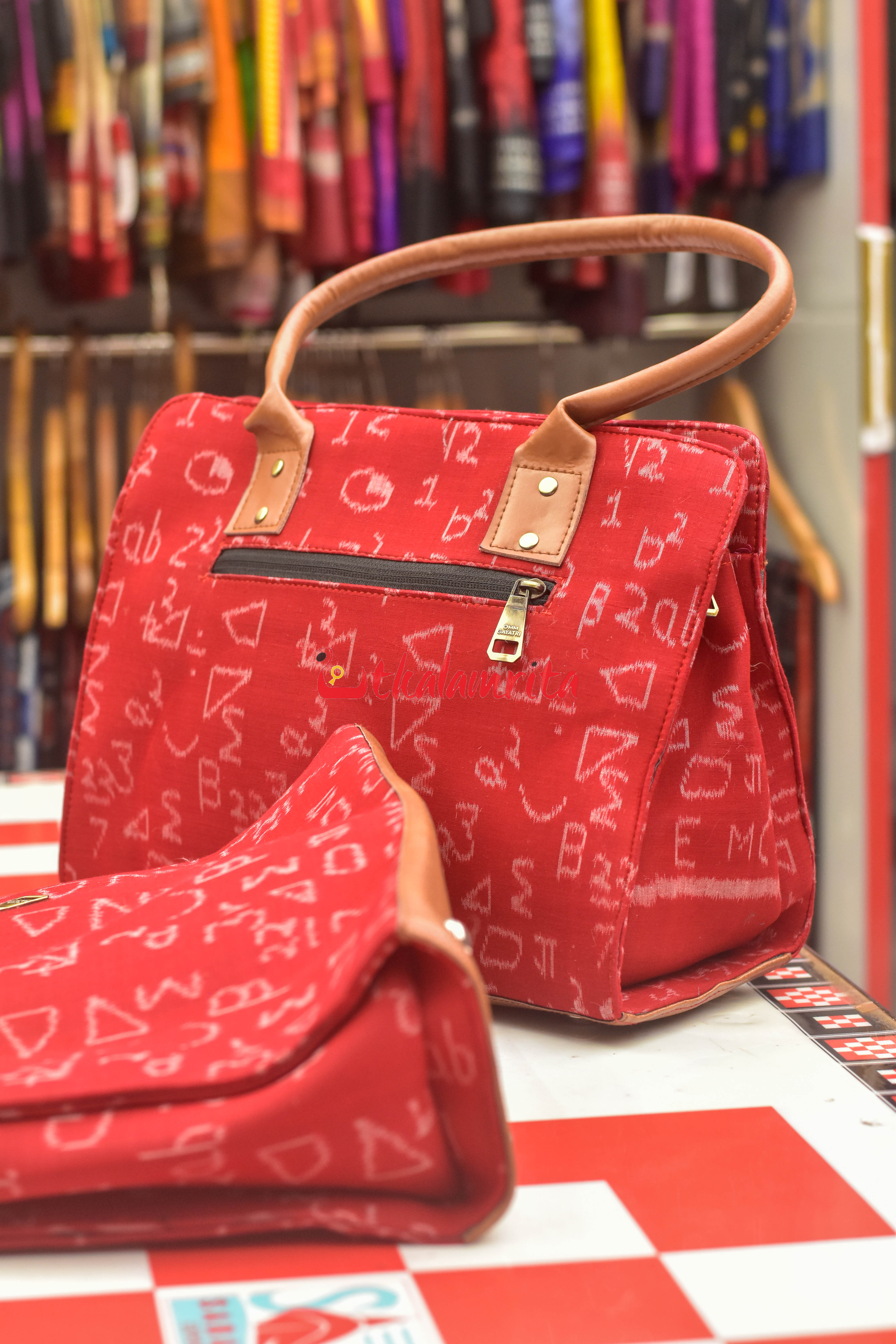 Red Shri Ganeet Mathematics Vanity Bag